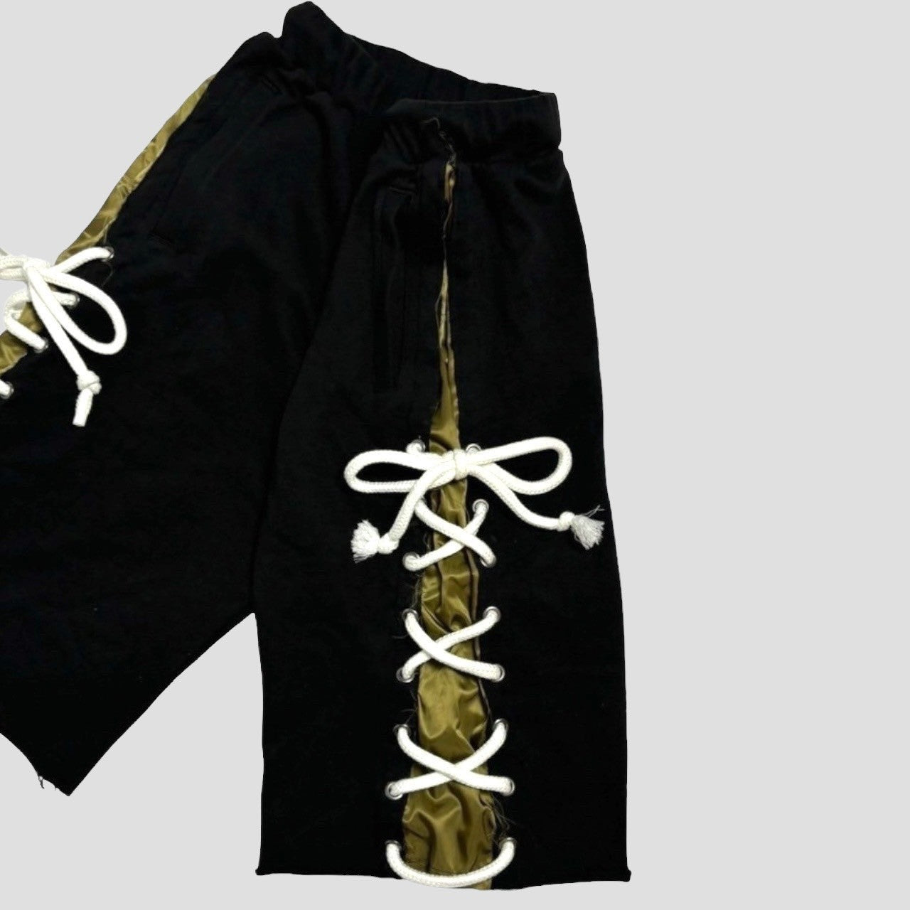 lace up sweat half pants