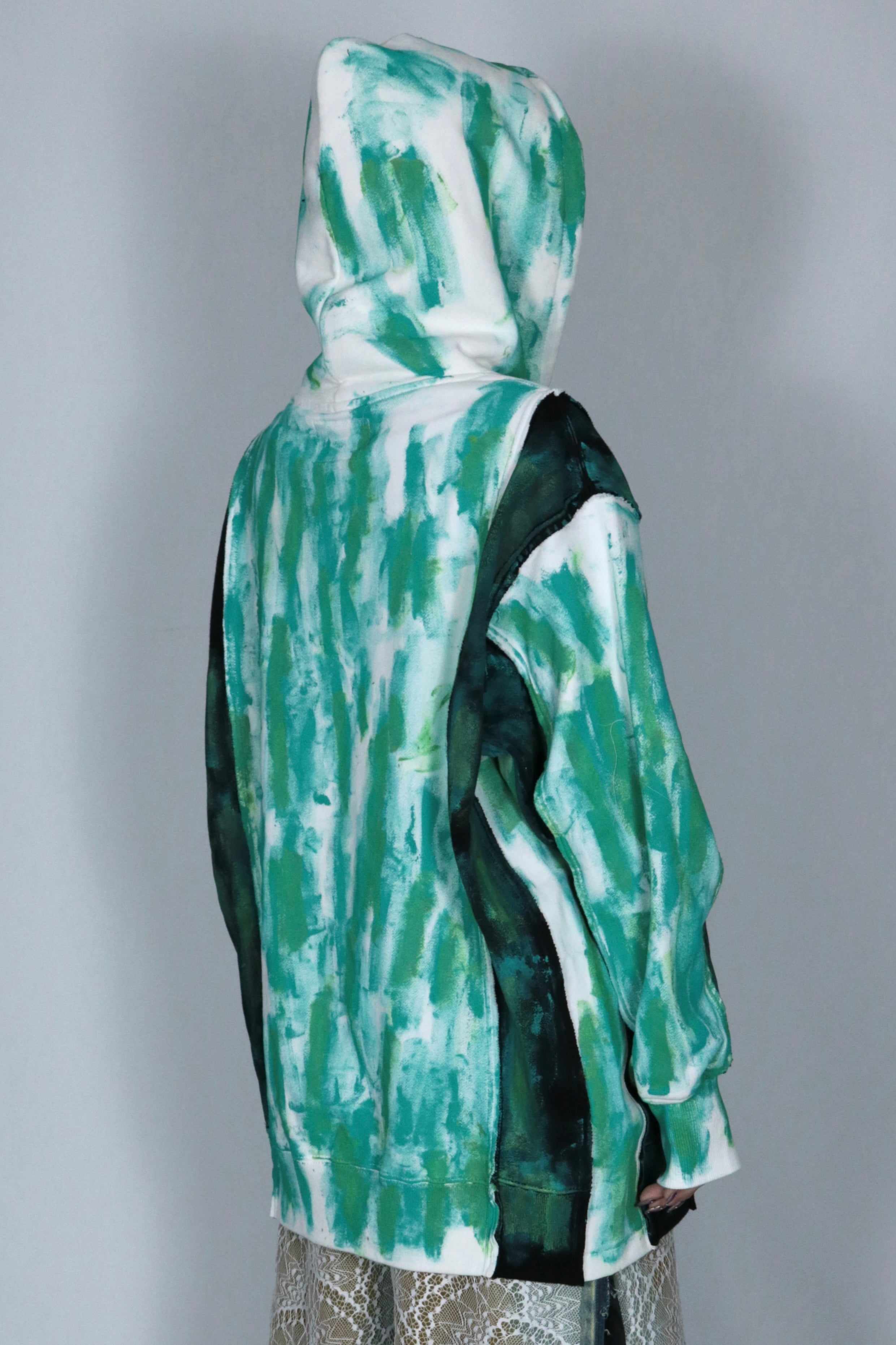 bi-color paint hoodie