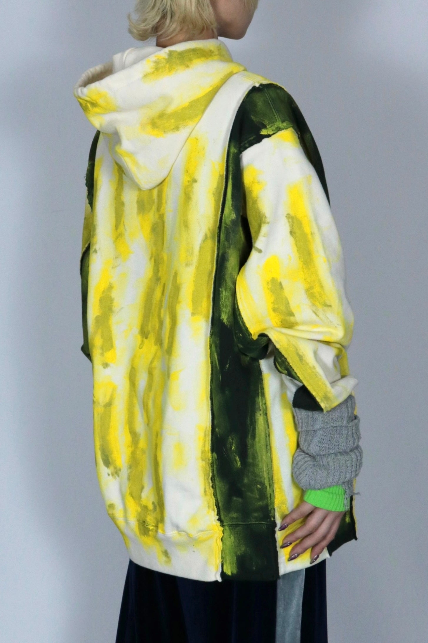 bi-color paint hoodie