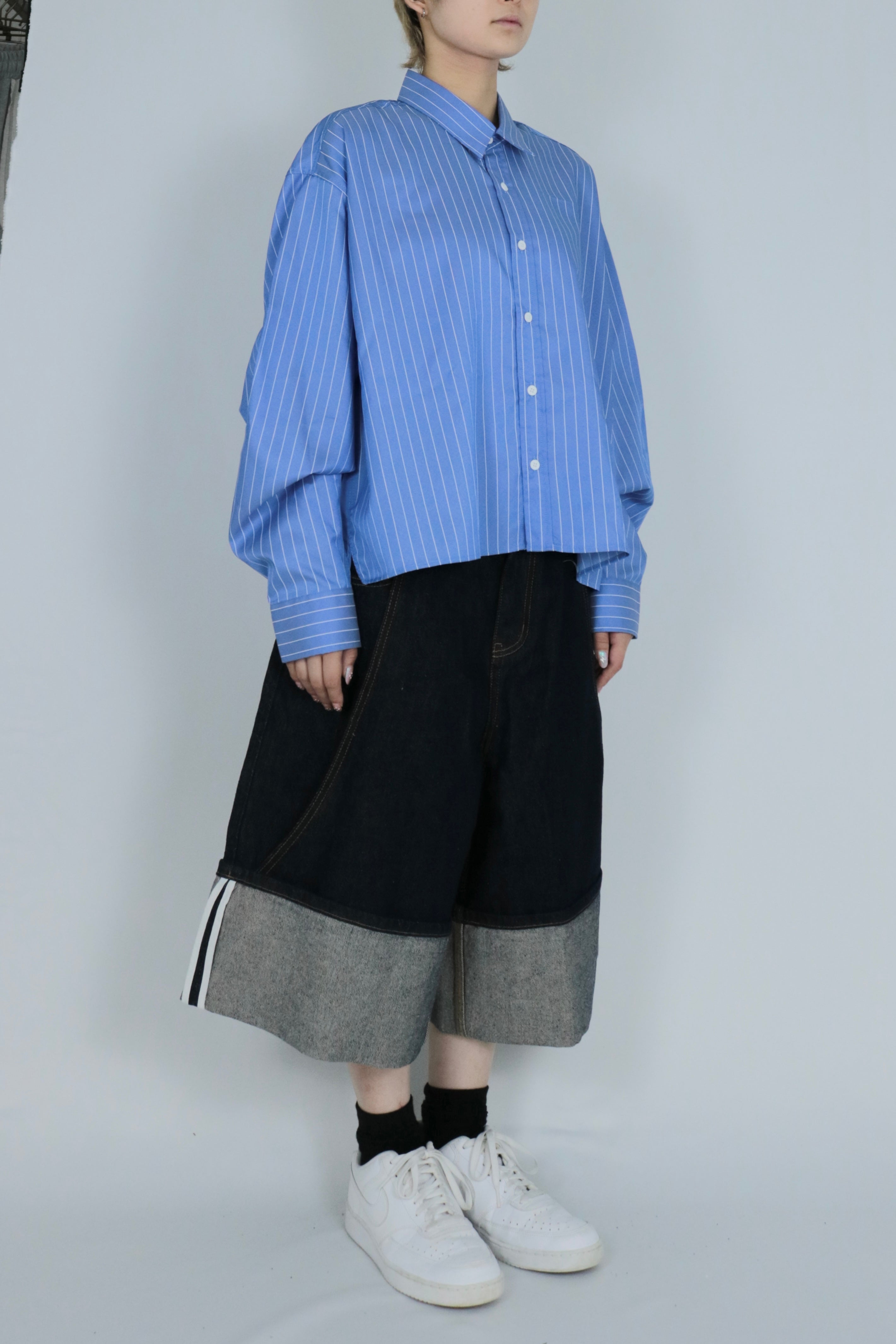 Roll up denim half pants