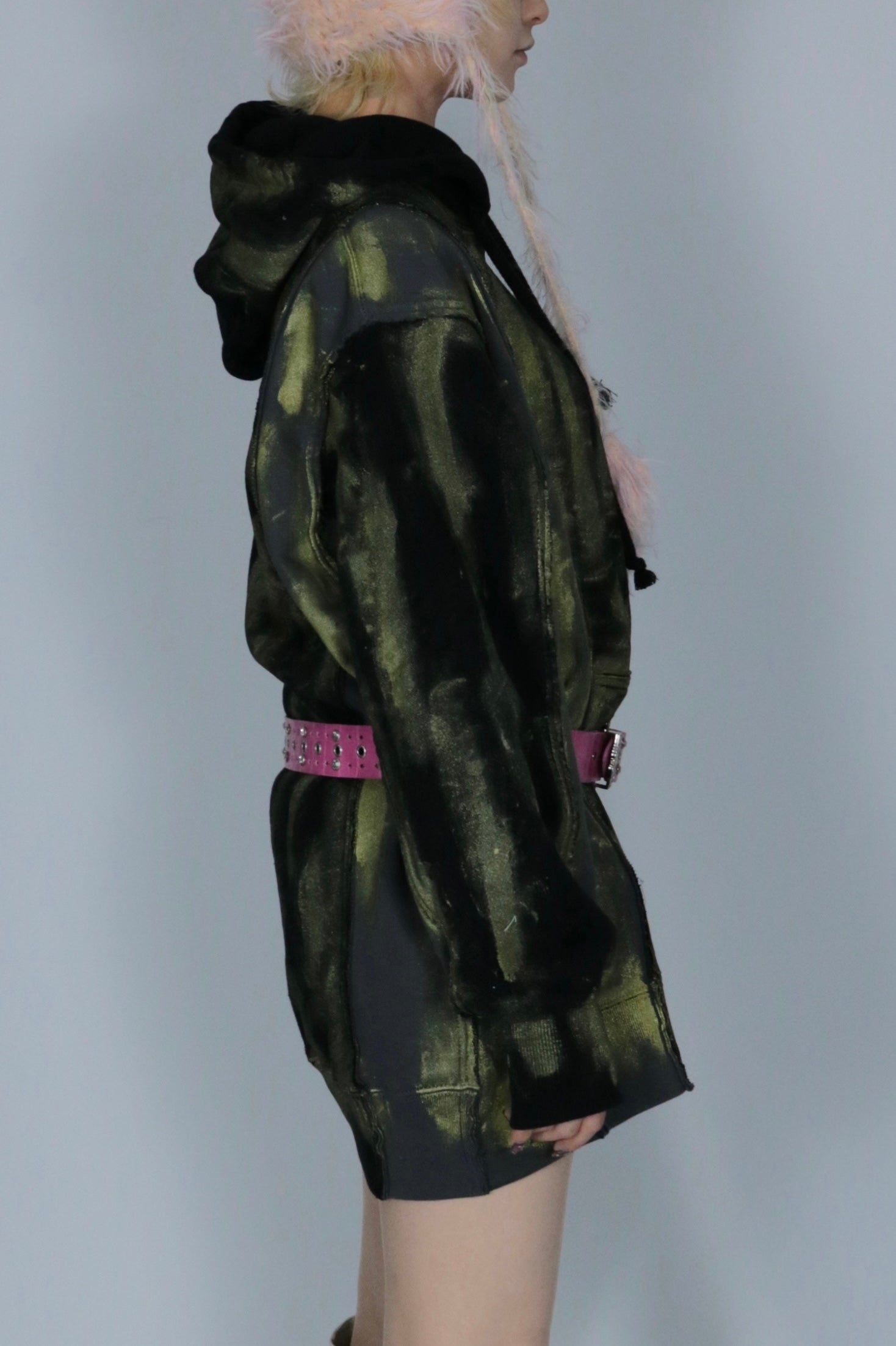 bi-color paint hoodie