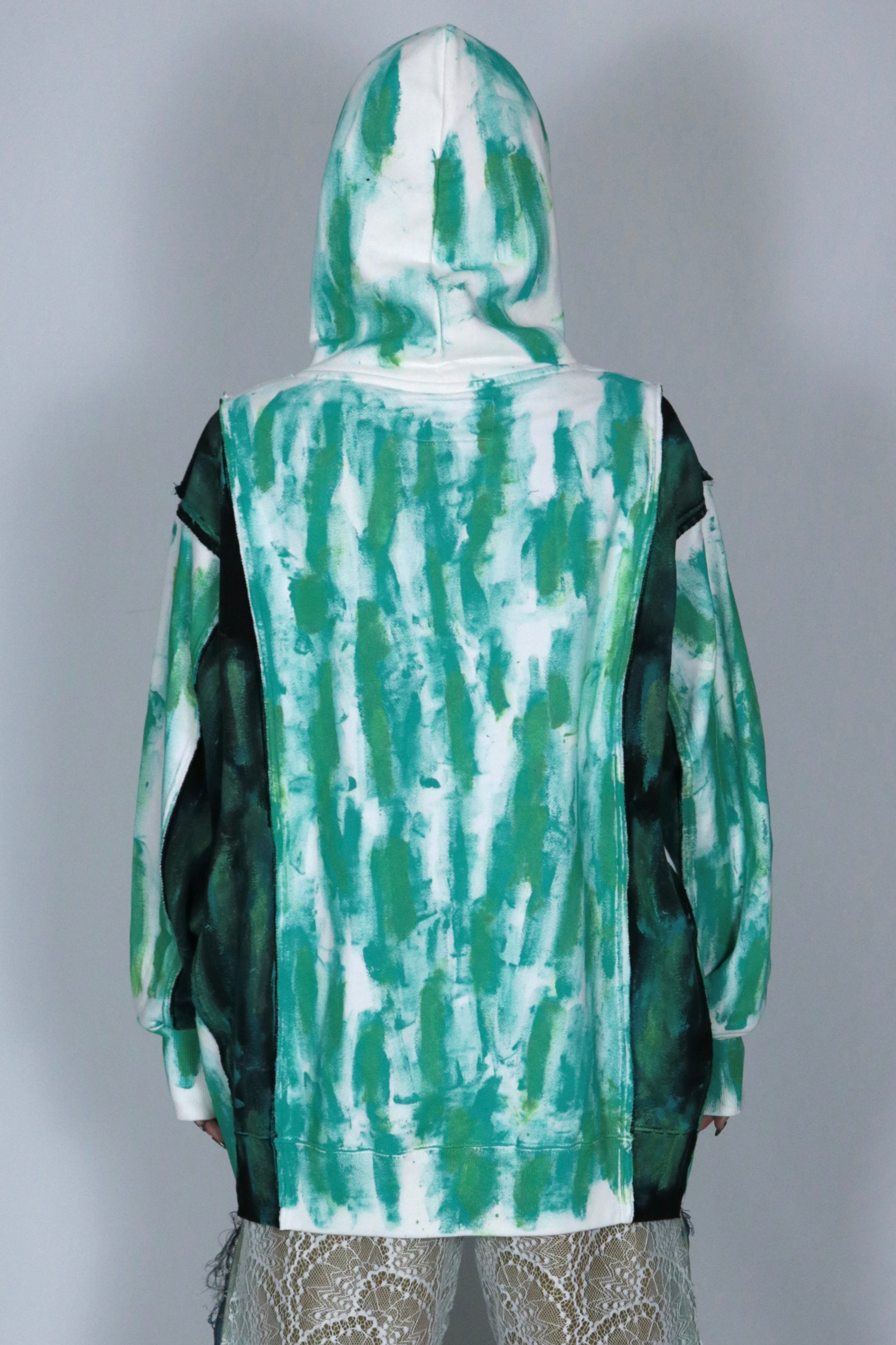 bi-color paint hoodie