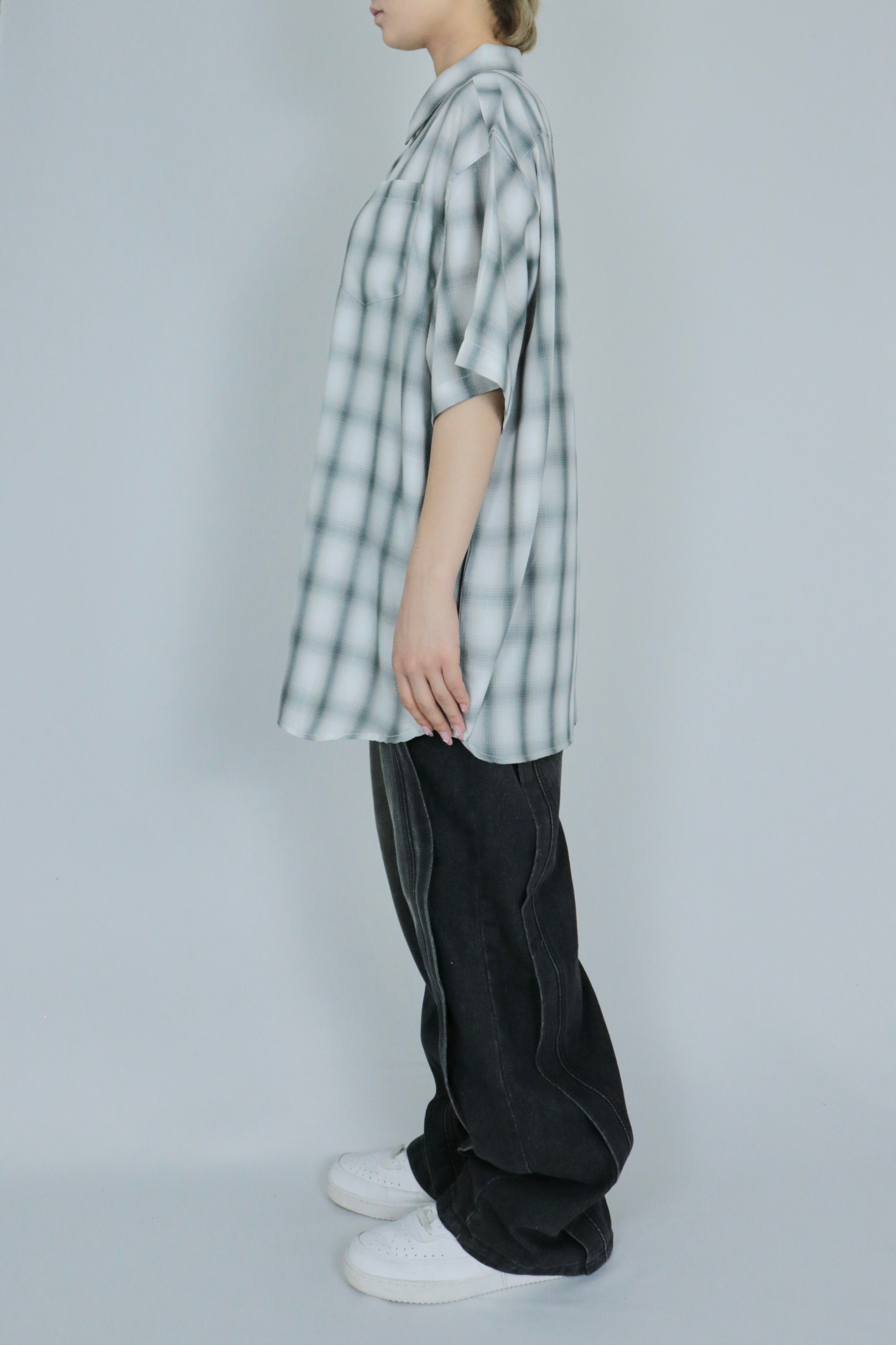 Shadow check half sleeve shirt