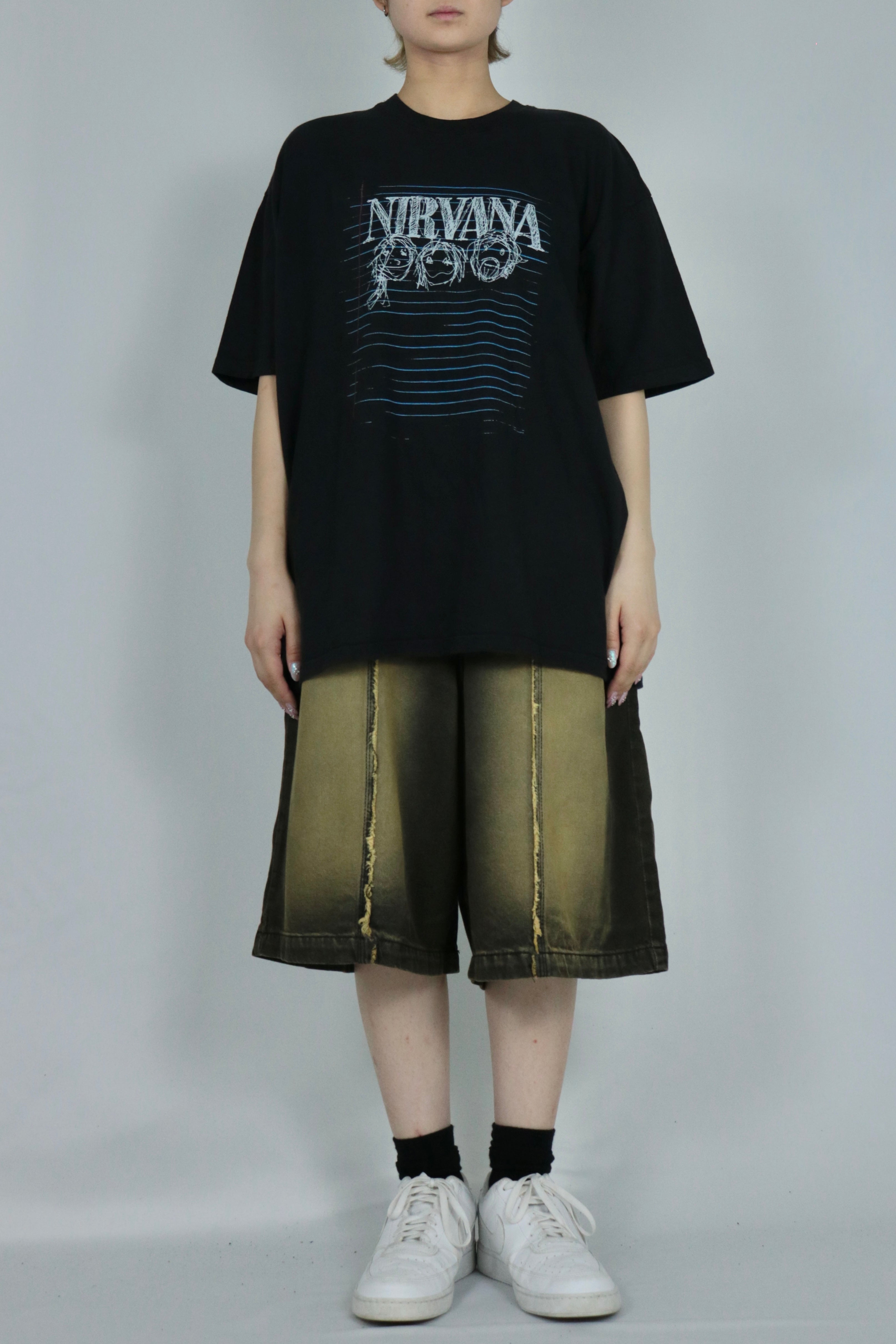 Center crease denim half pants