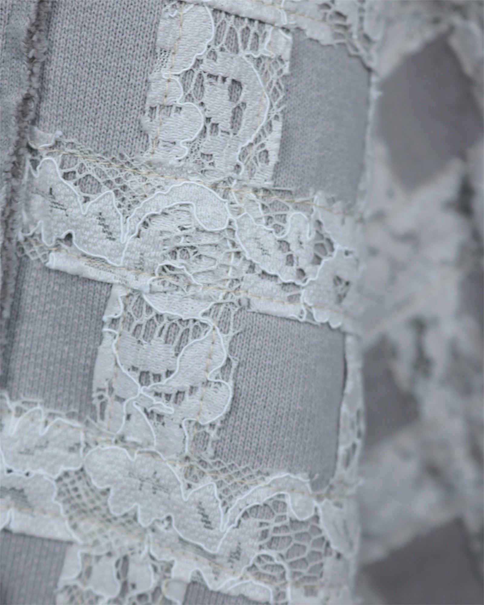 Check lace heavy weight pullover(Glay beige)