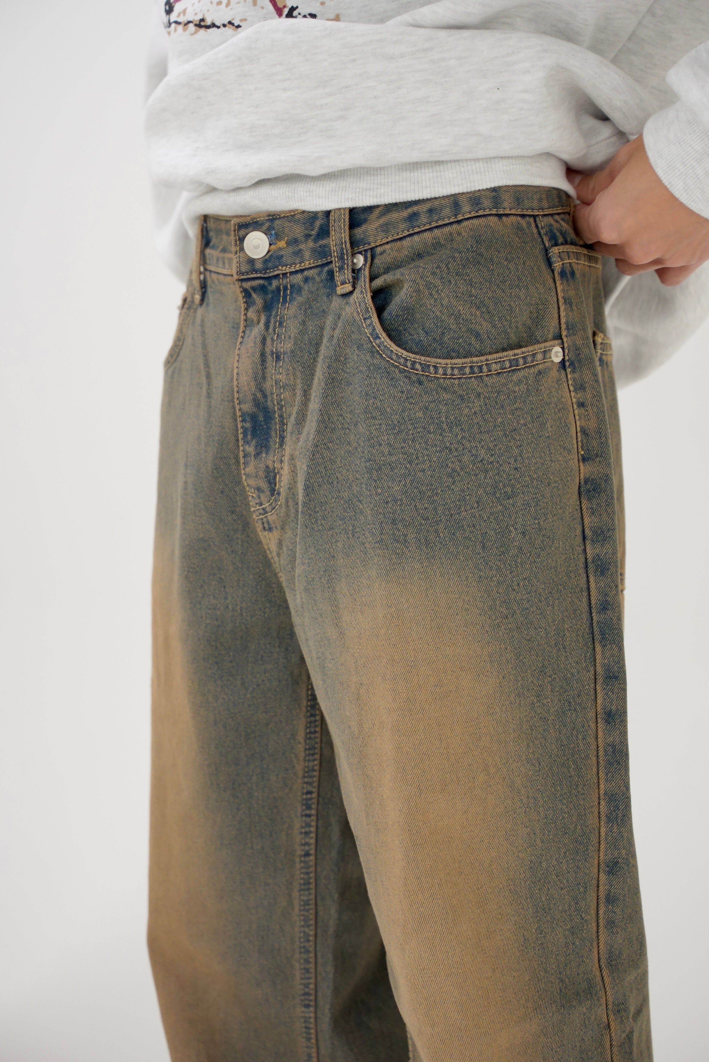 Vintage like denim long pants