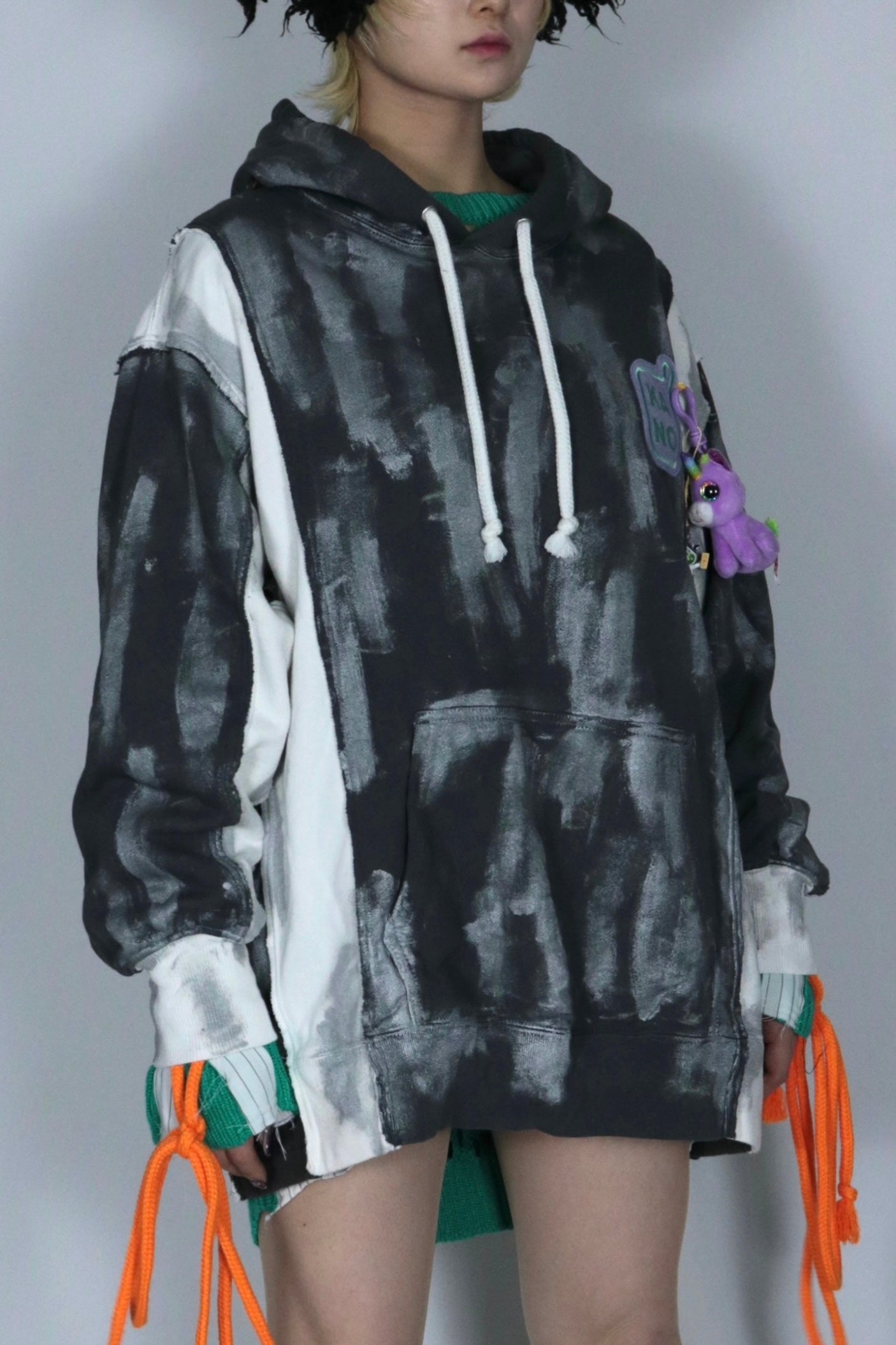 bi-color paint hoodie