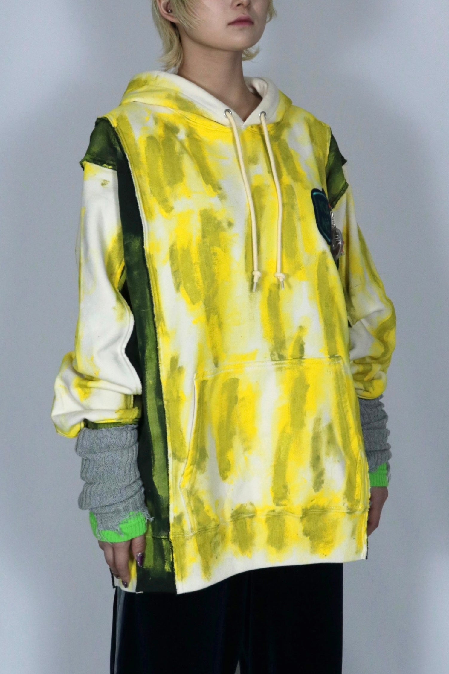 bi-color paint hoodie