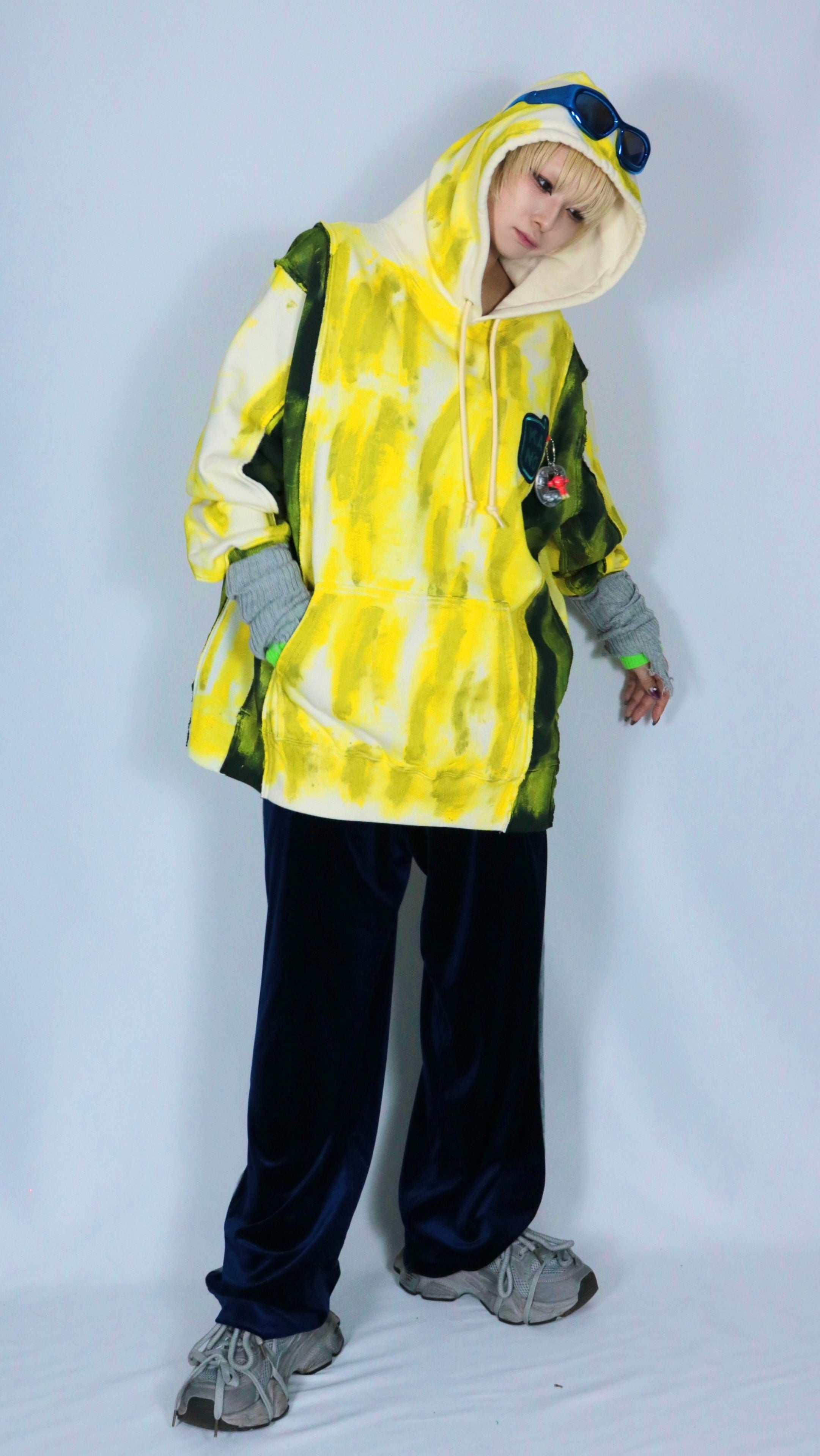 bi-color paint hoodie
