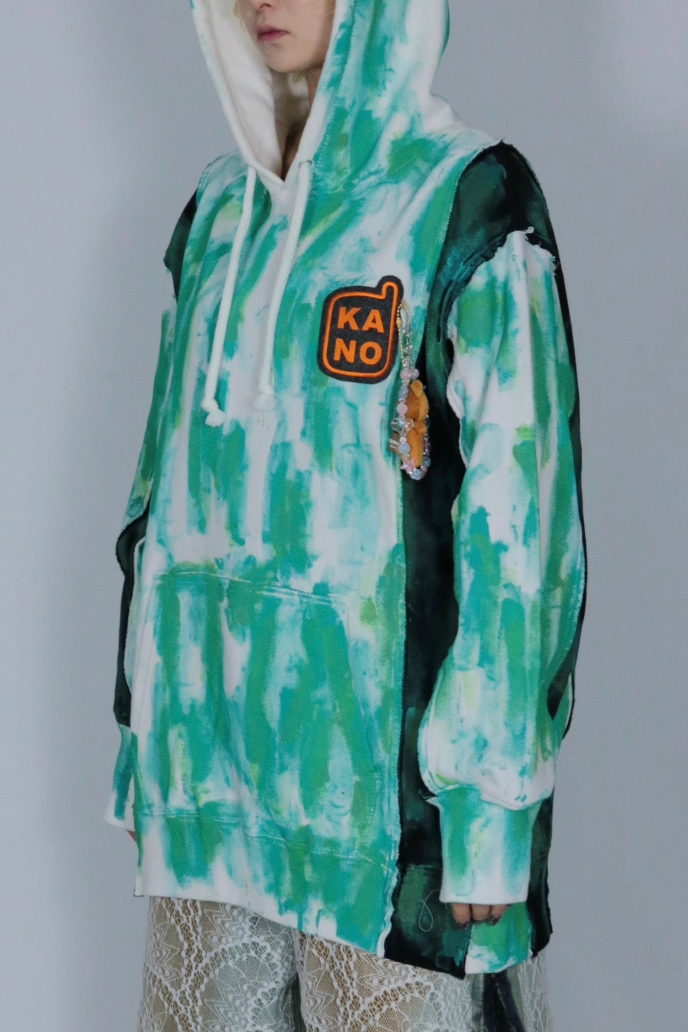 bi-color paint hoodie