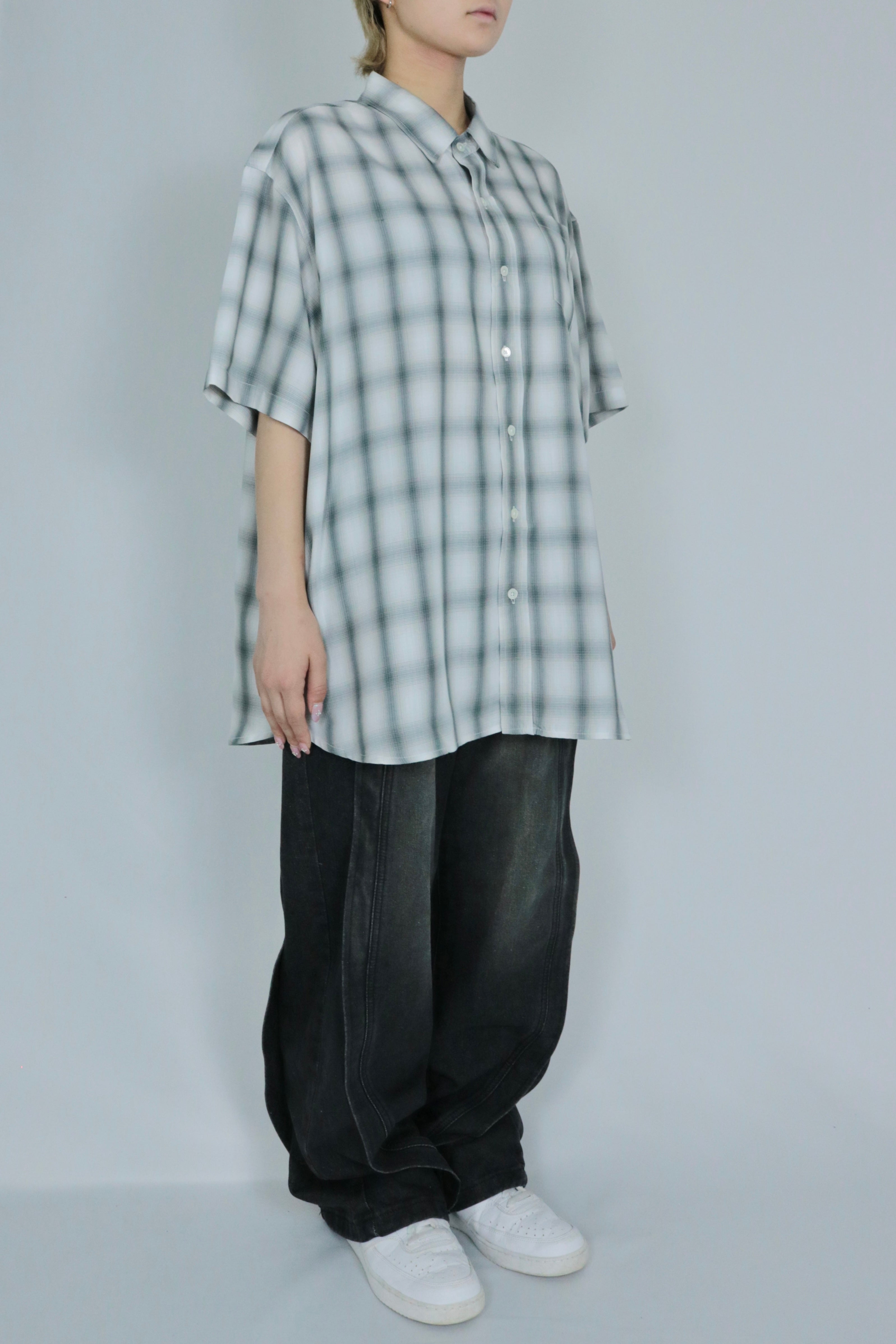 Shadow check half sleeve shirt