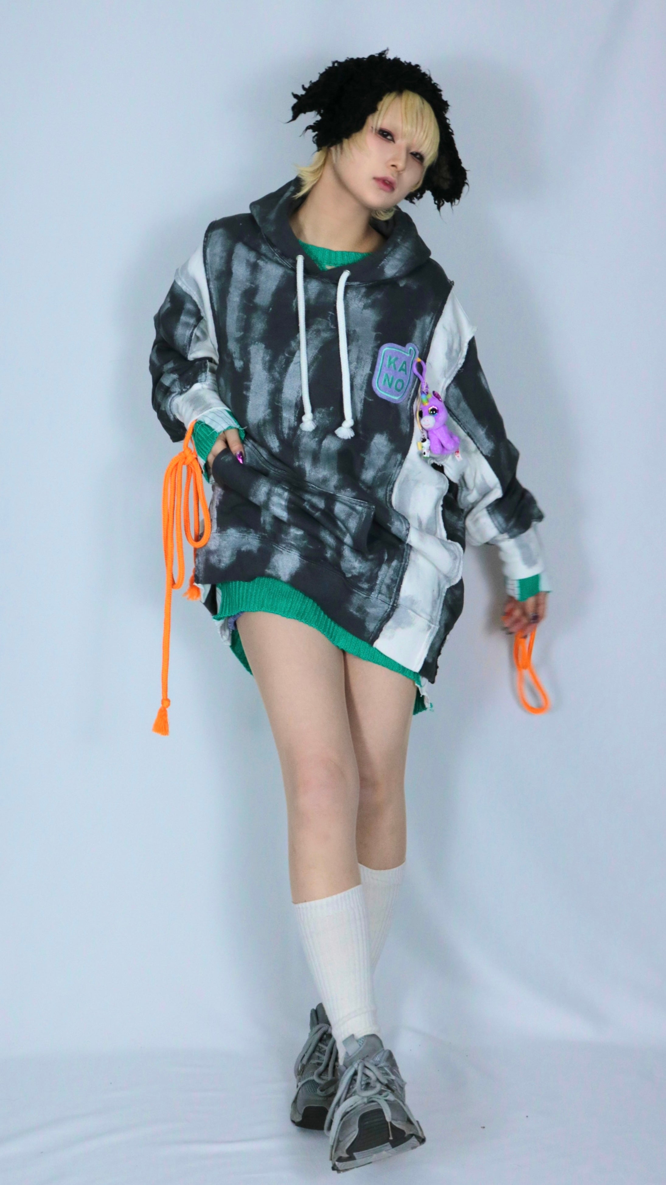 bi-color paint hoodie