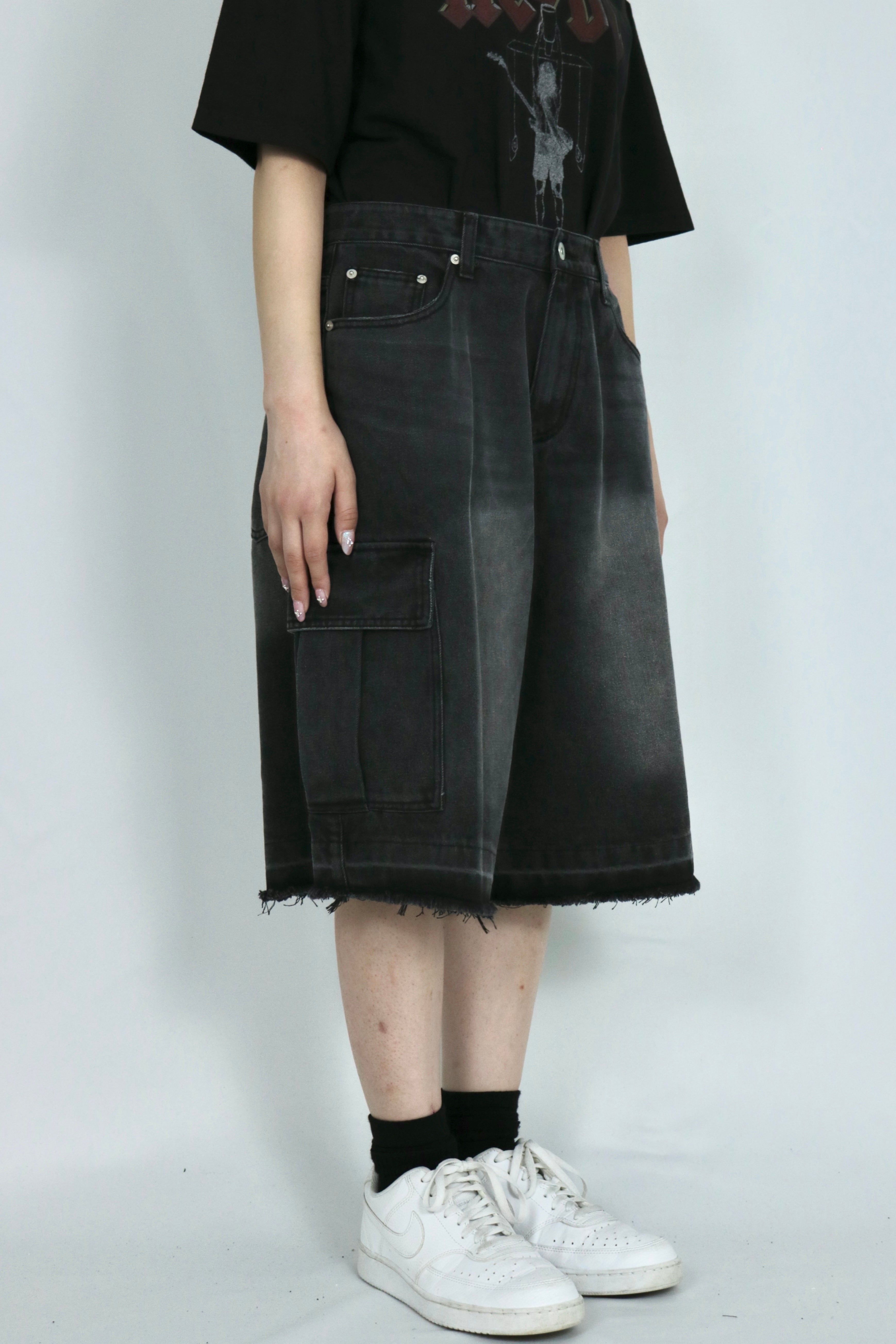 2pockets denim half pants