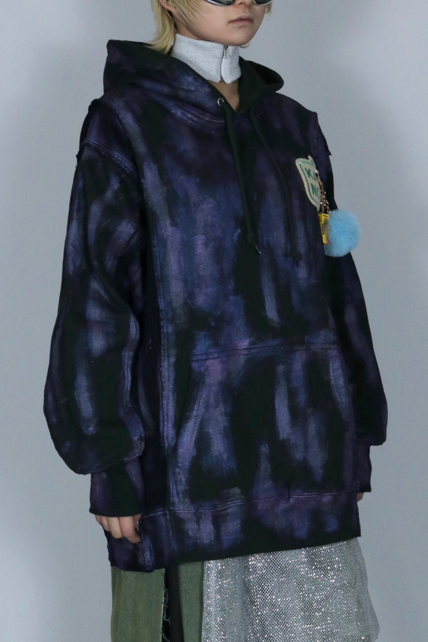 bi-color paint hoodie