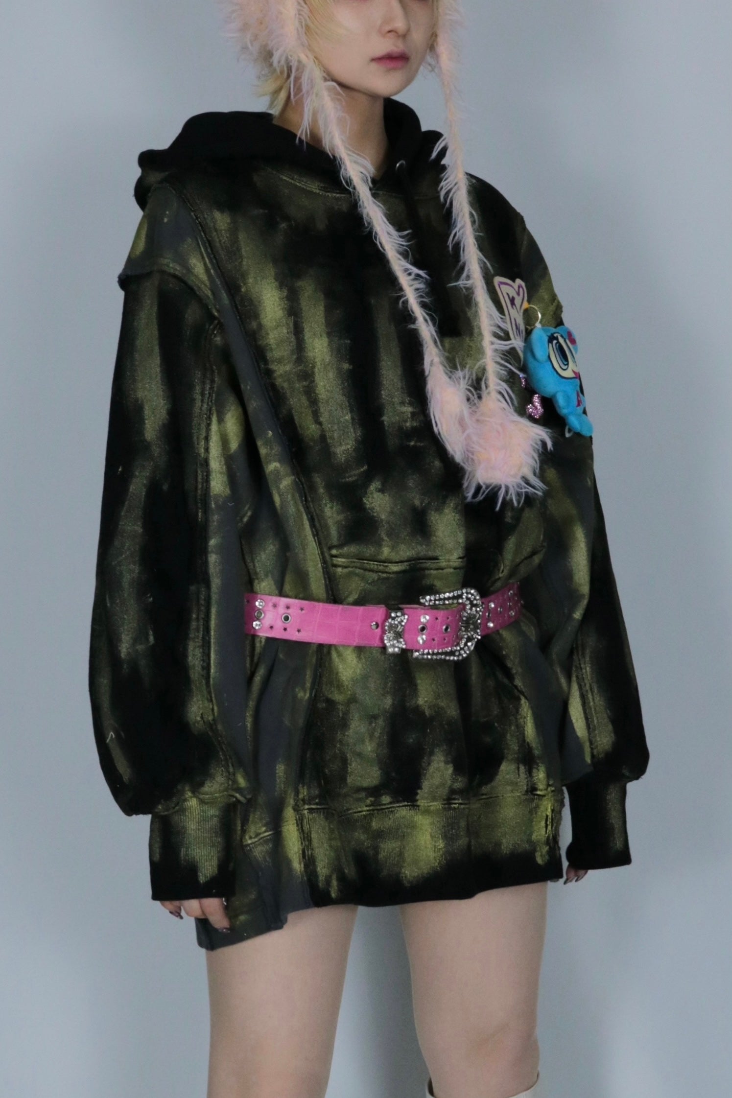 bi-color paint hoodie