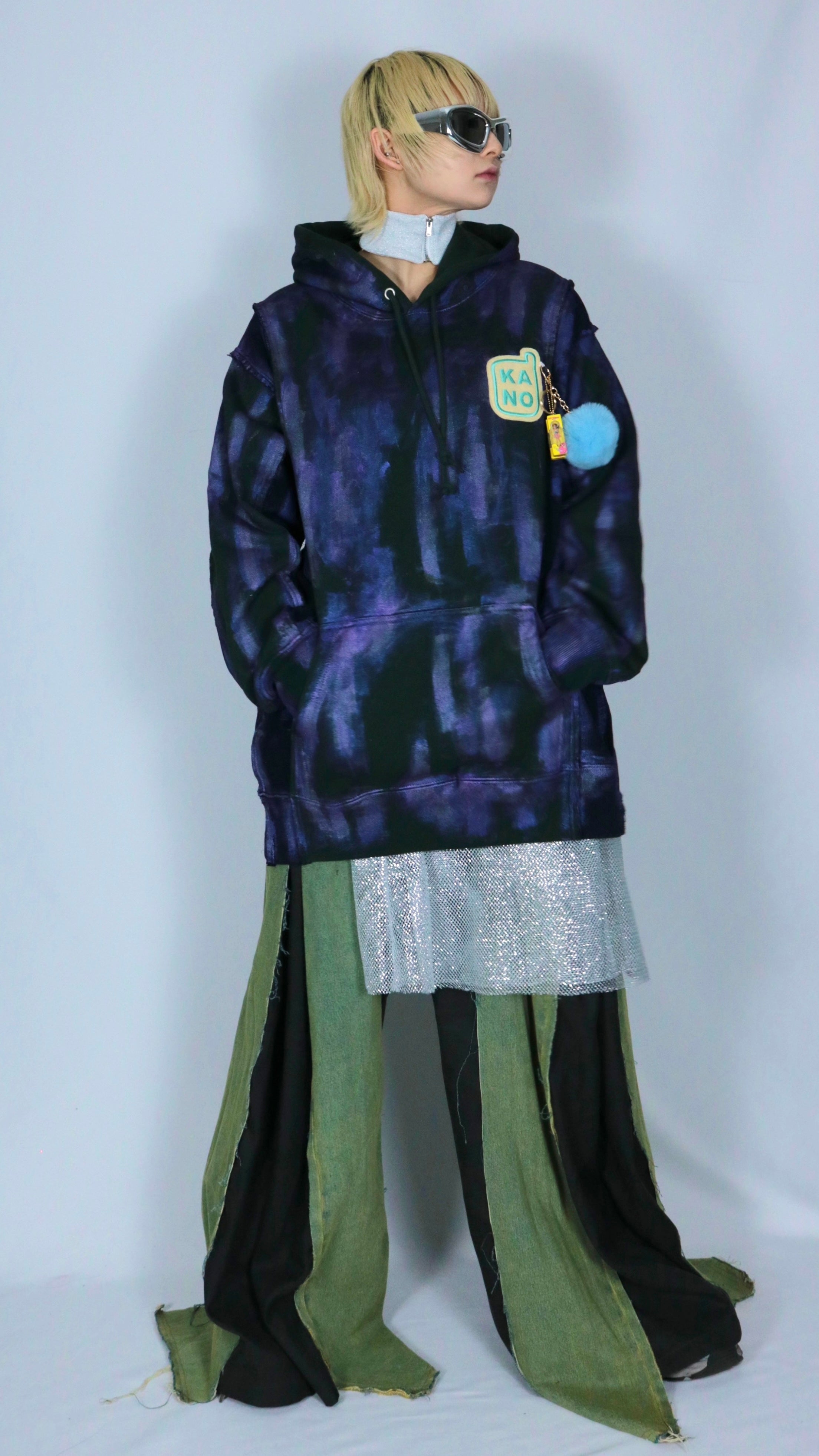 bi-color paint hoodie