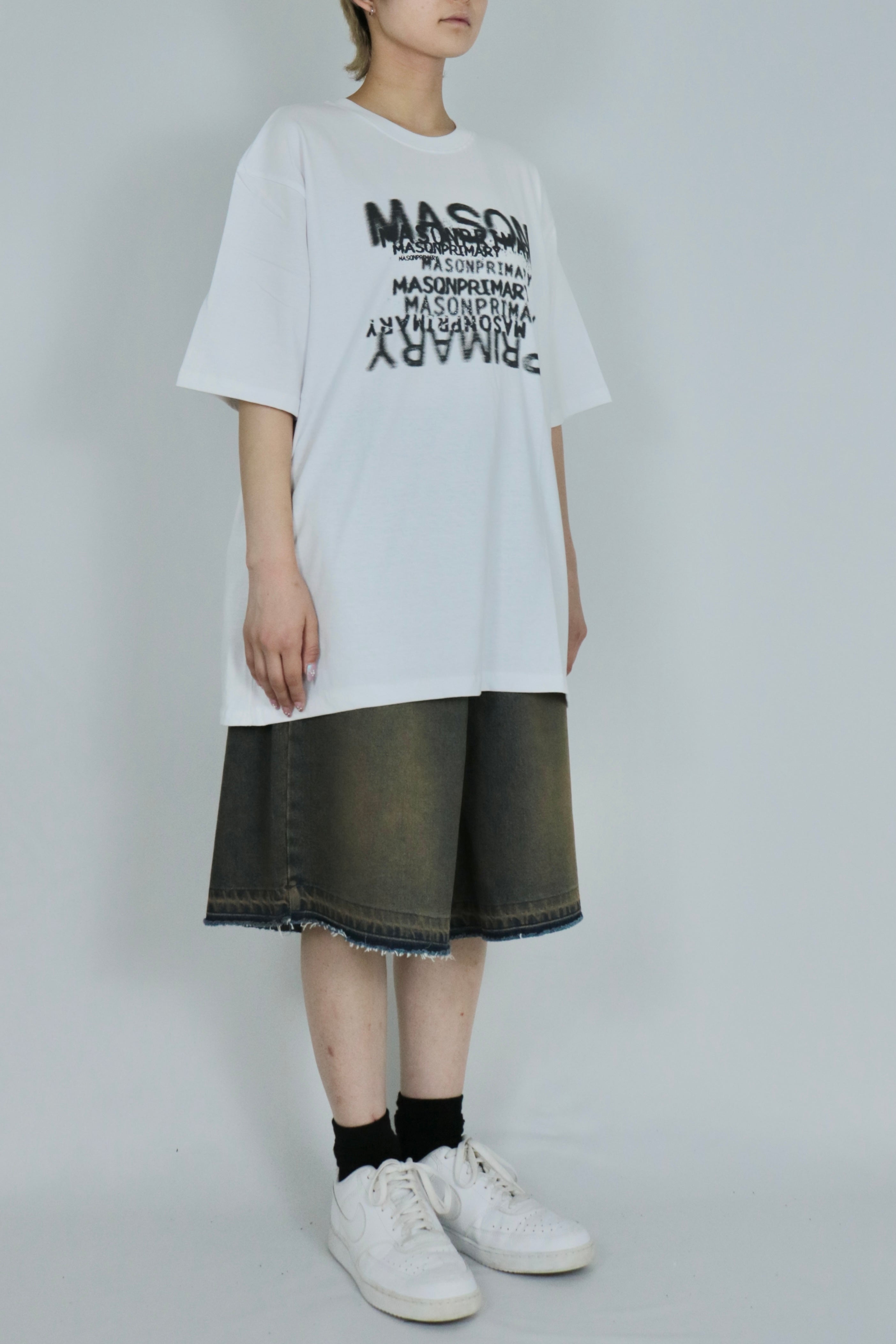 Cut off denim half pants