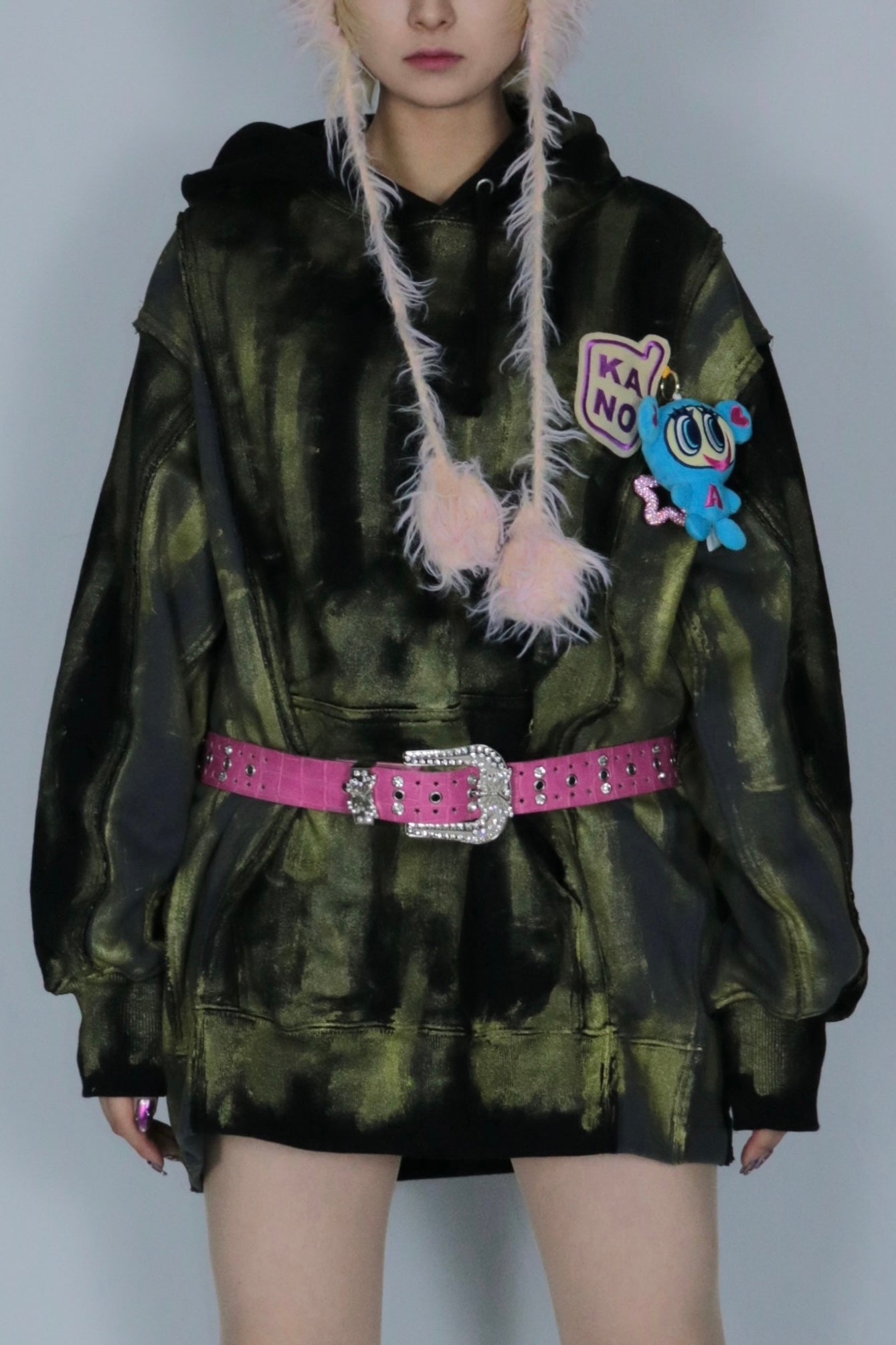 bi-color paint hoodie