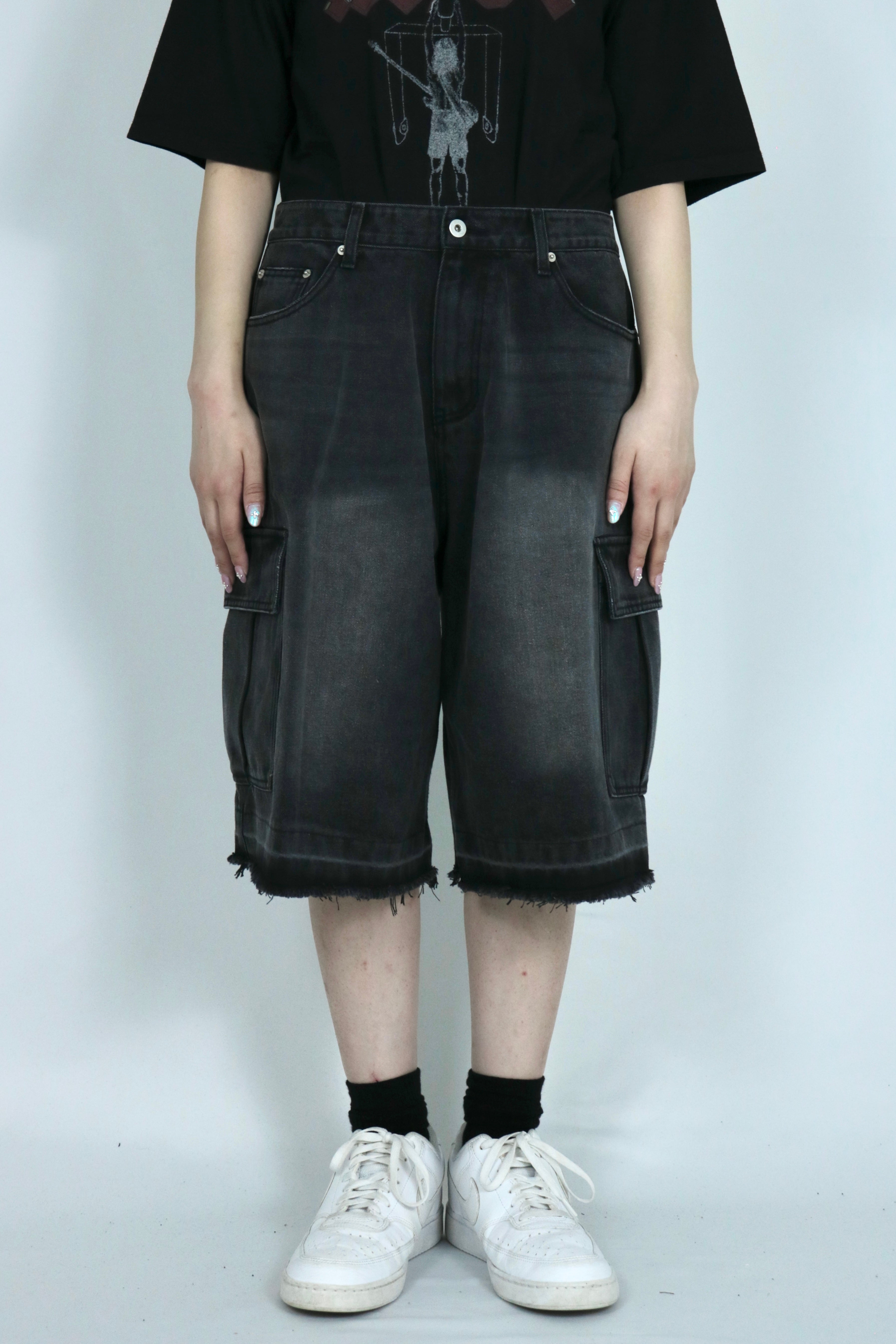 2pockets denim half pants