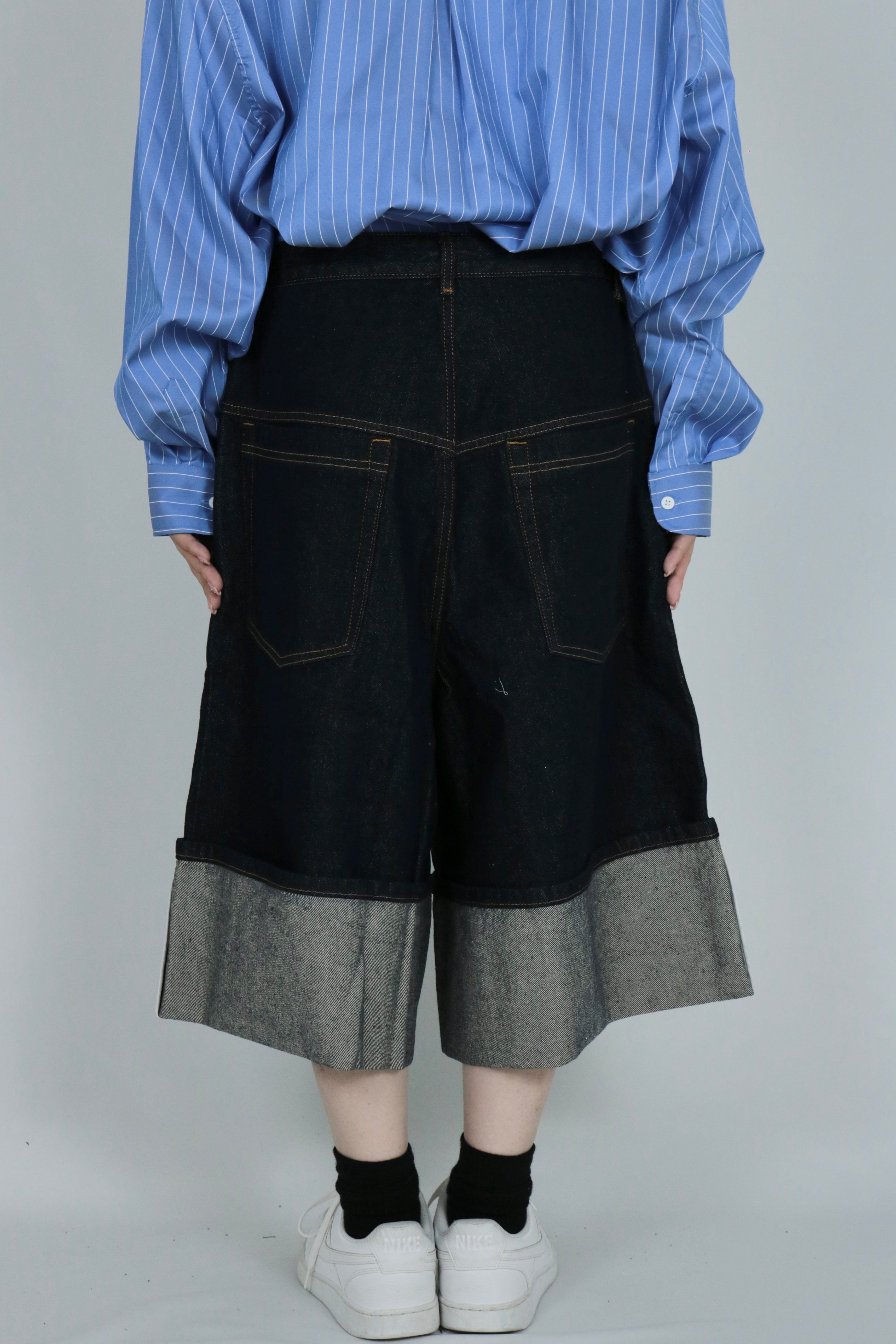 Roll up denim half pants