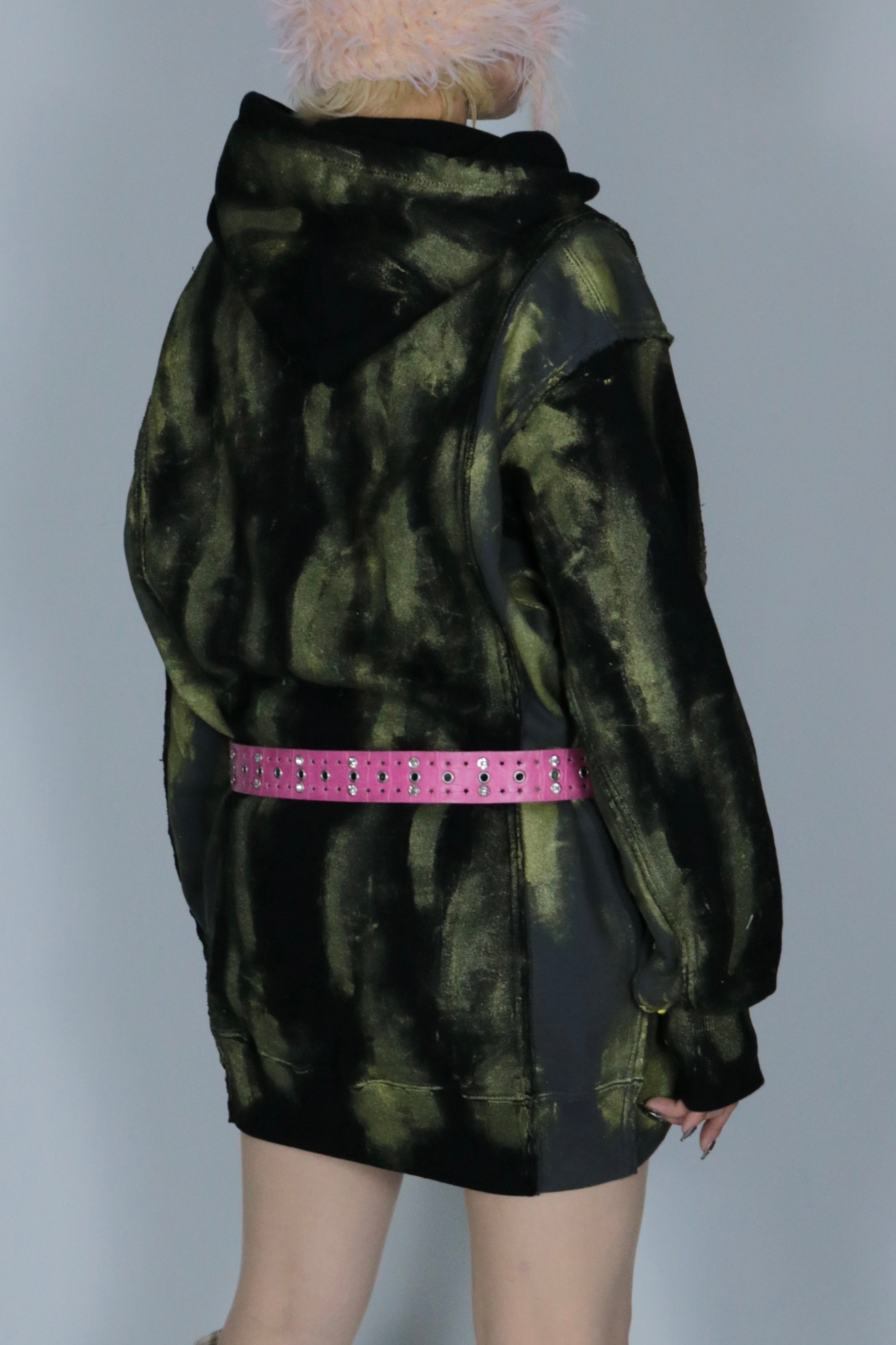 bi-color paint hoodie