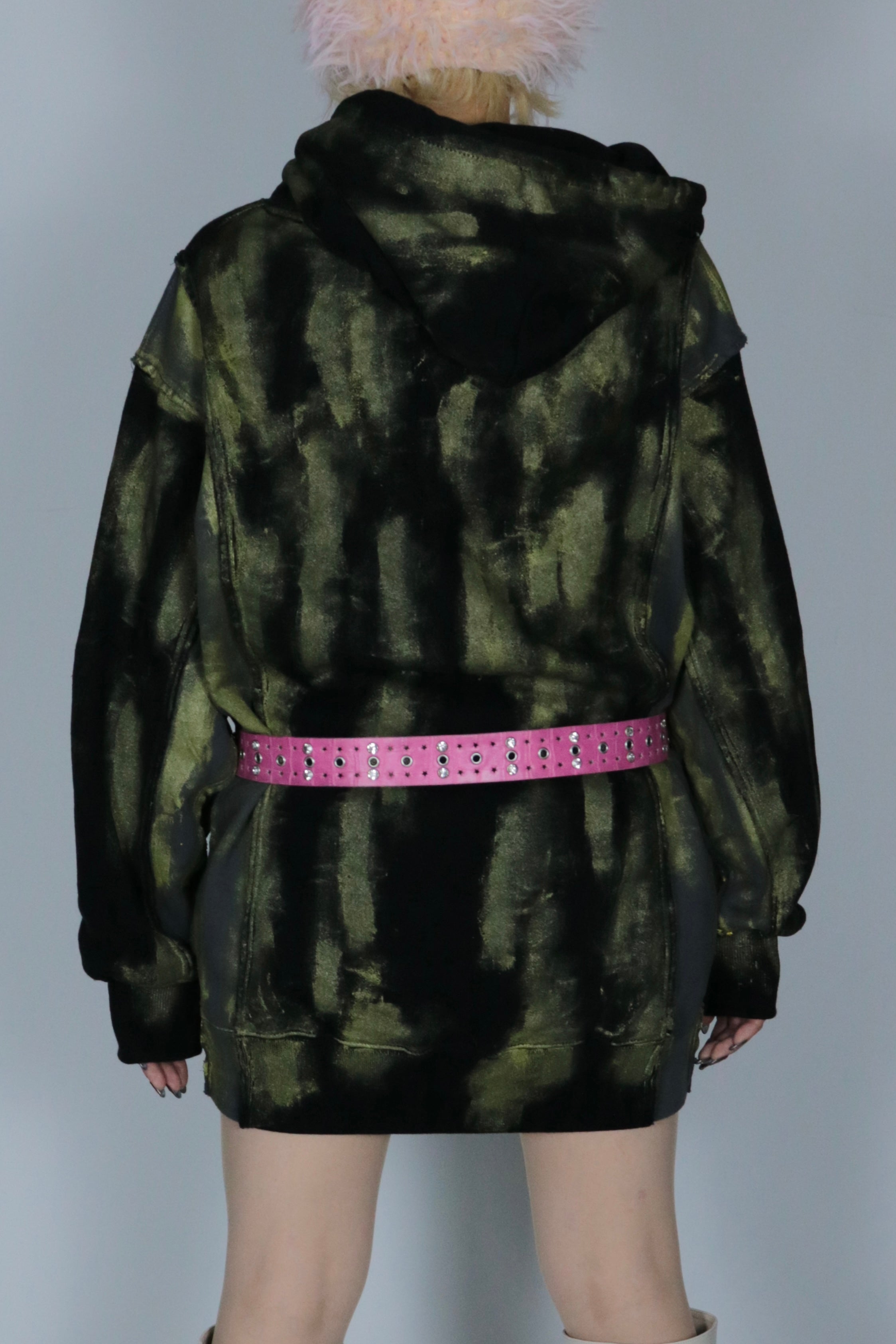 bi-color paint hoodie