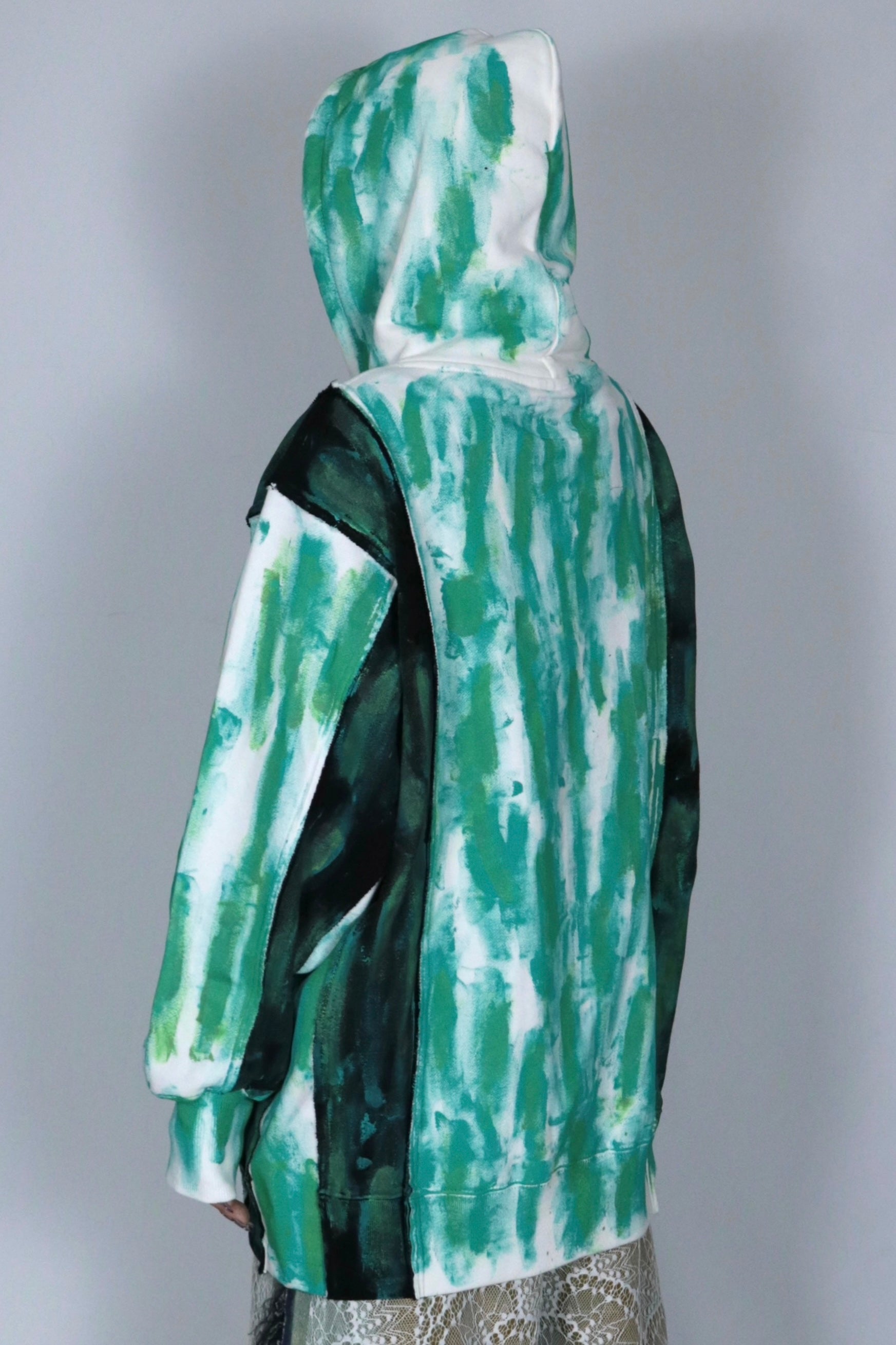 bi-color paint hoodie