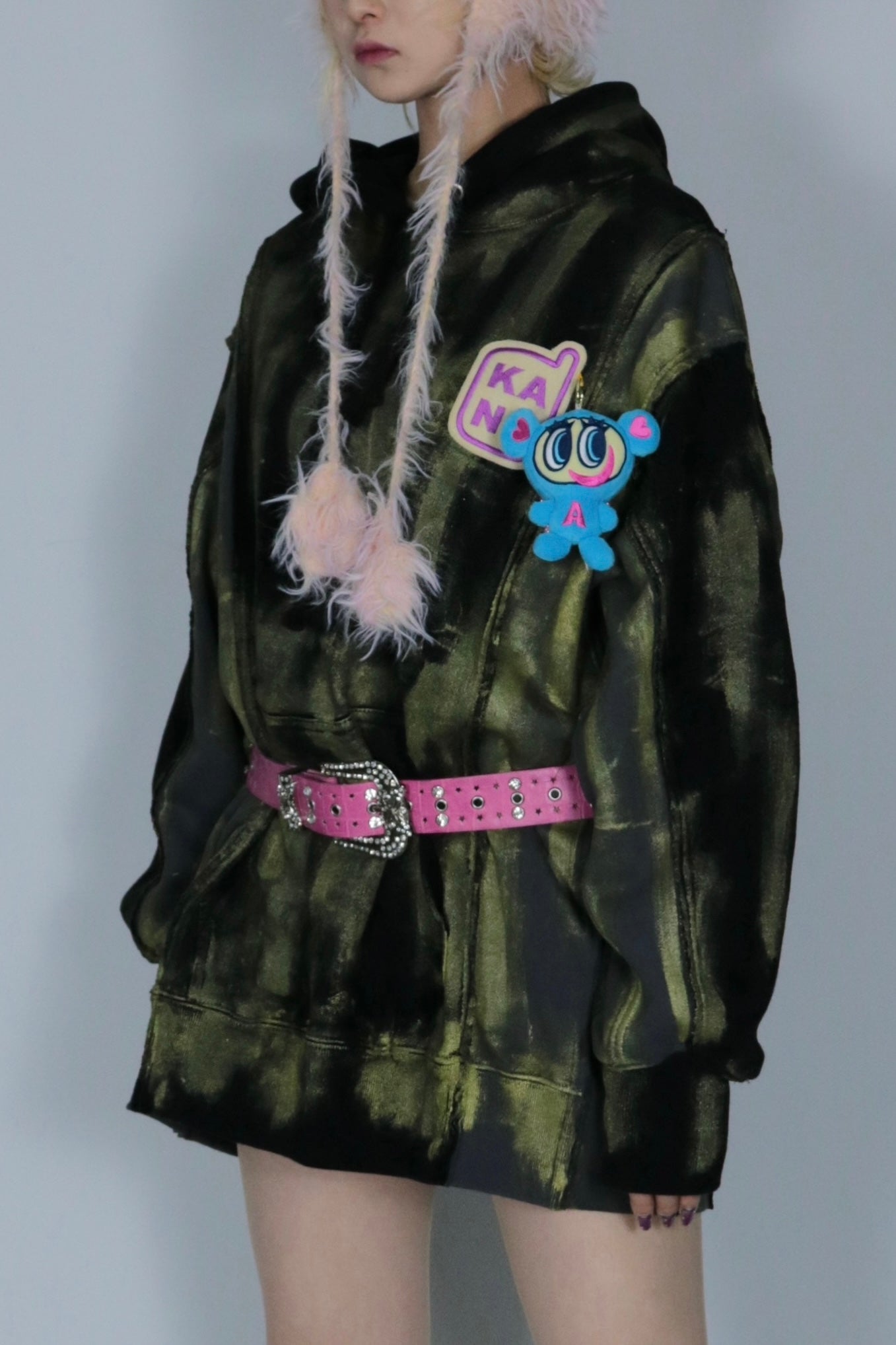 bi-color paint hoodie