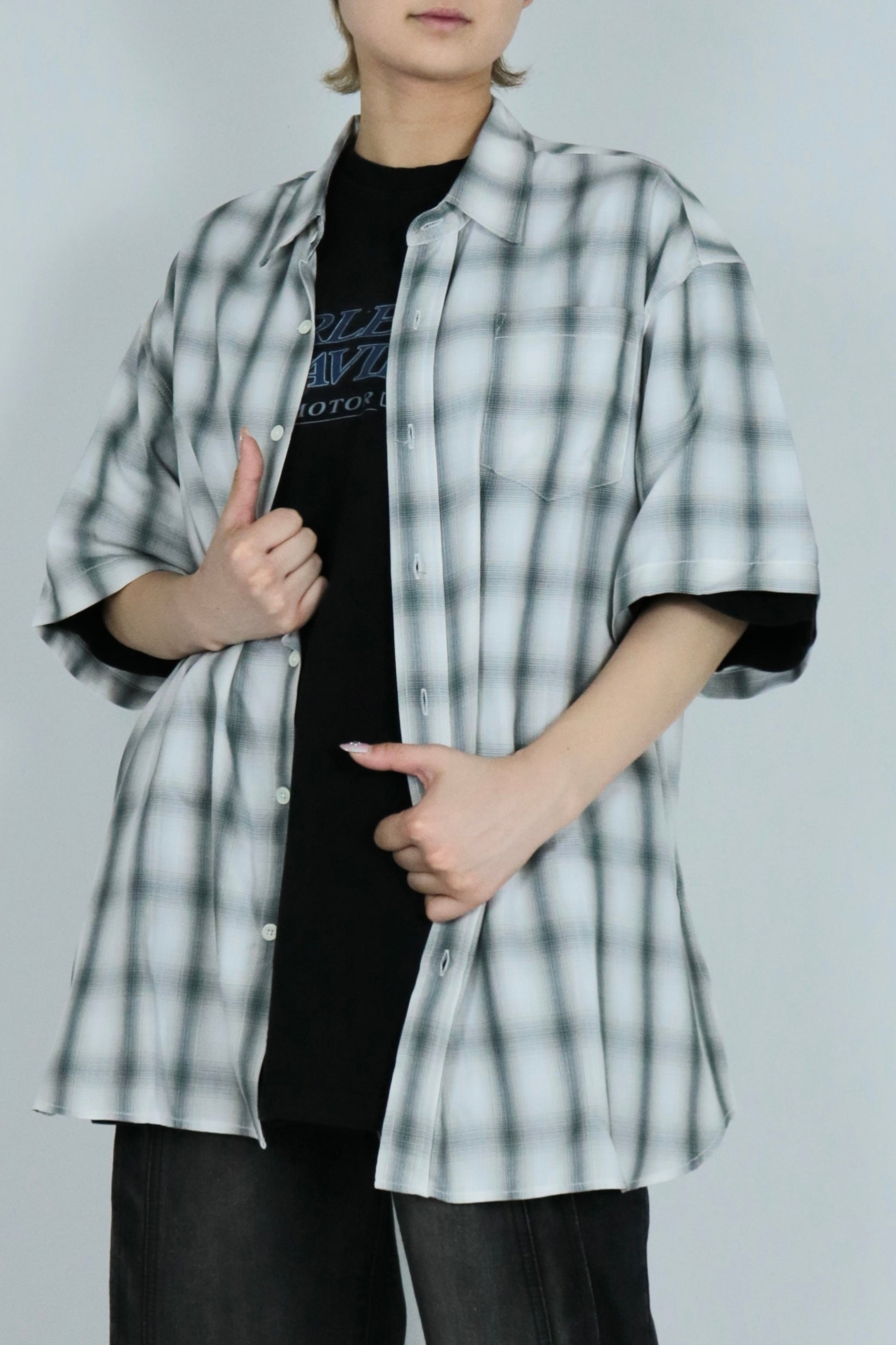 Shadow check half sleeve shirt