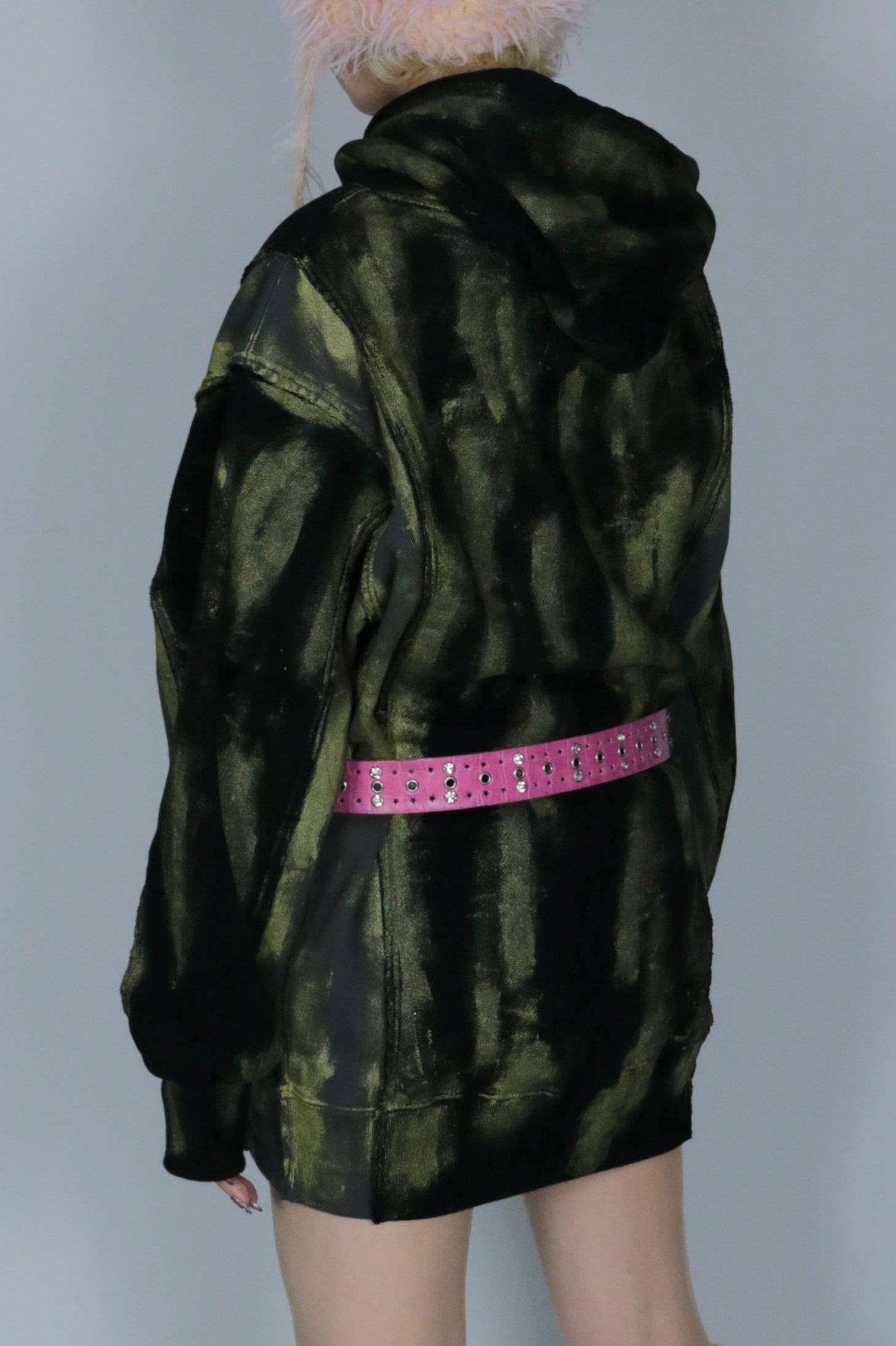 bi-color paint hoodie
