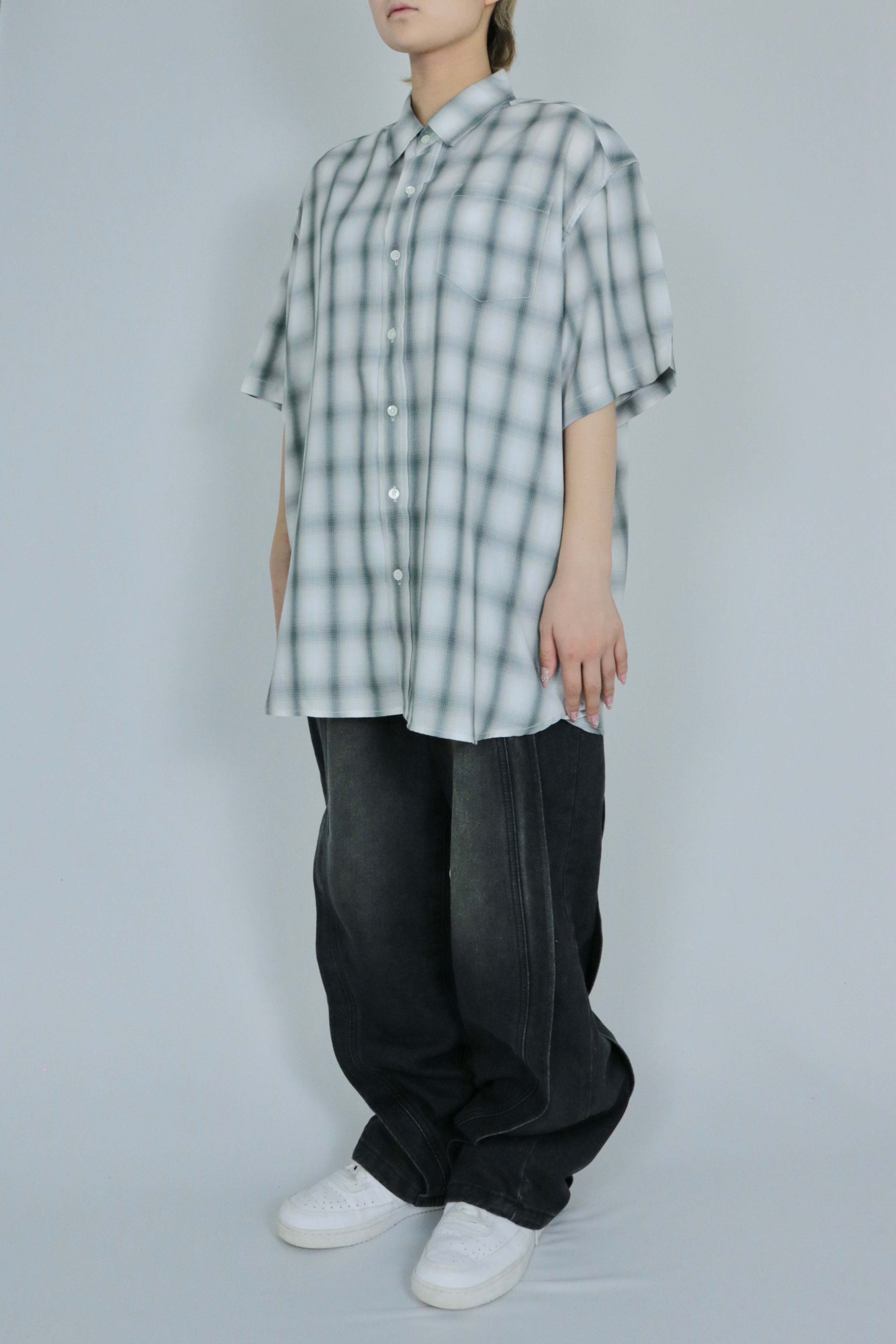 Shadow check half sleeve shirt