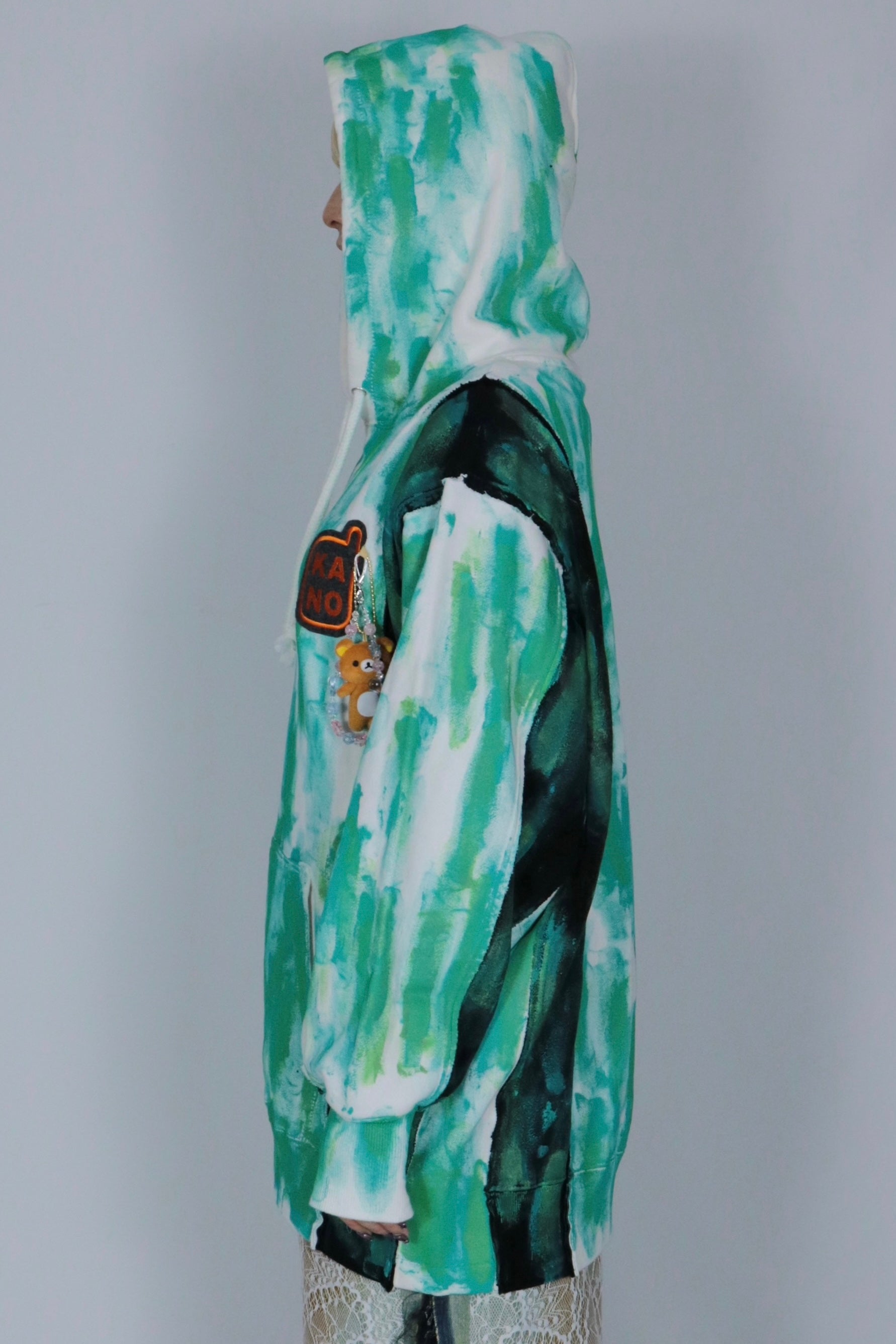 bi-color paint hoodie