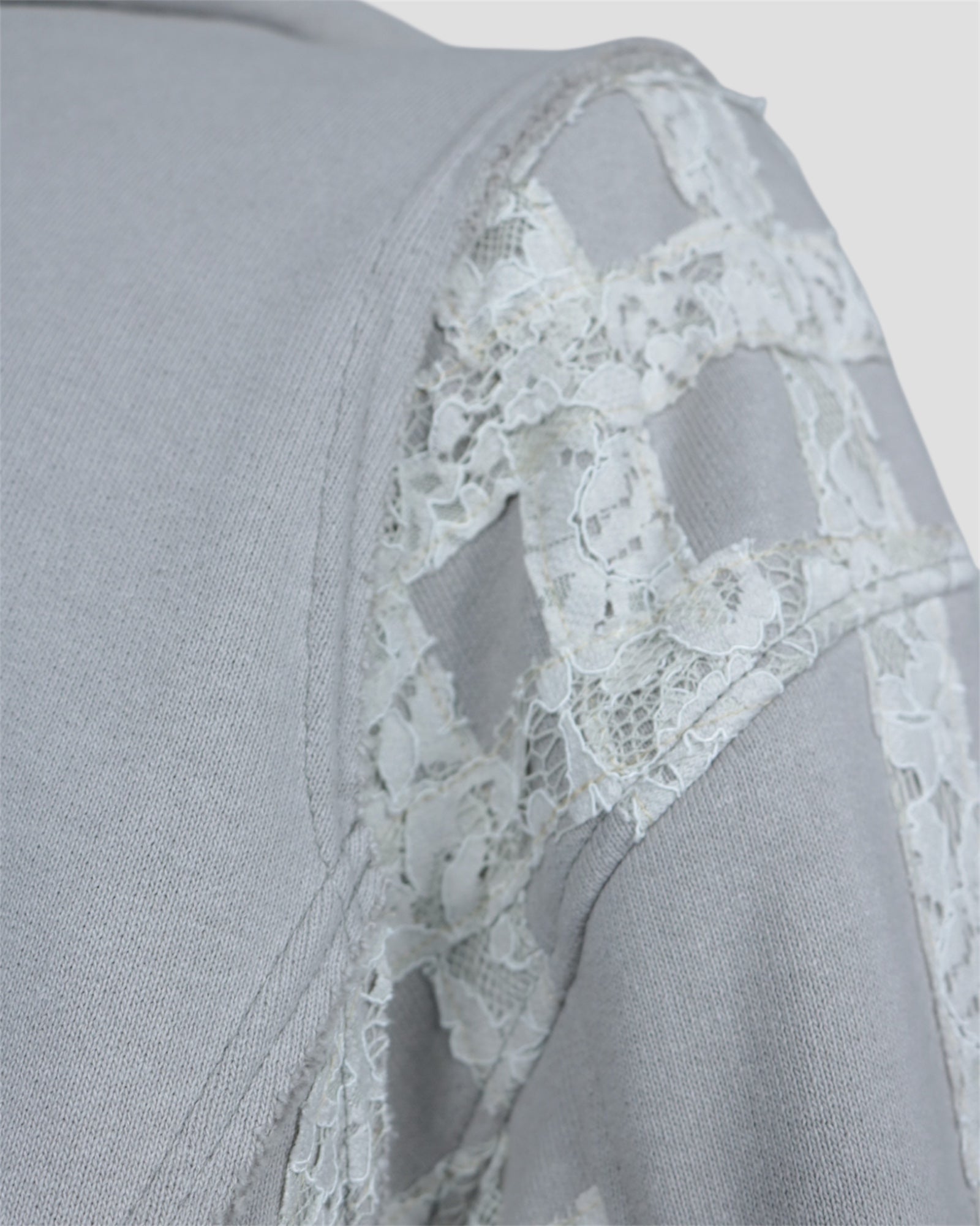Check lace heavy weight pullover(Glay beige)