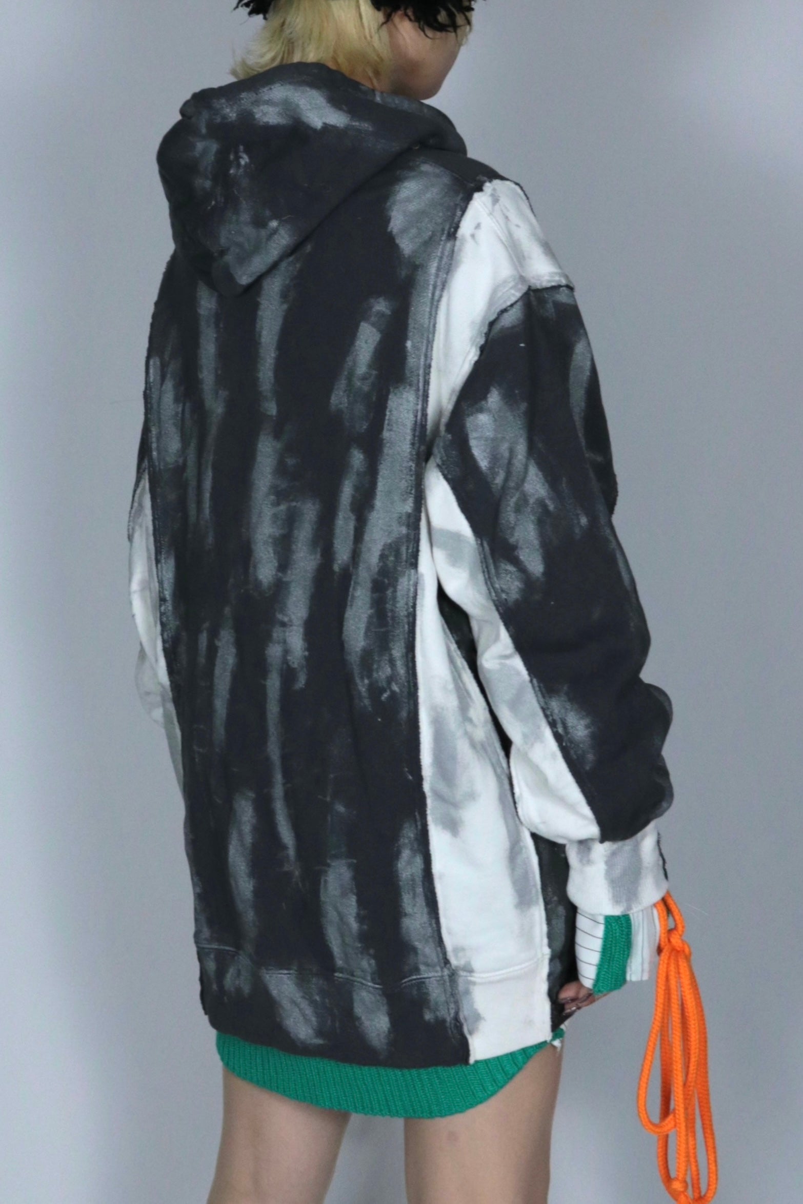 bi-color paint hoodie