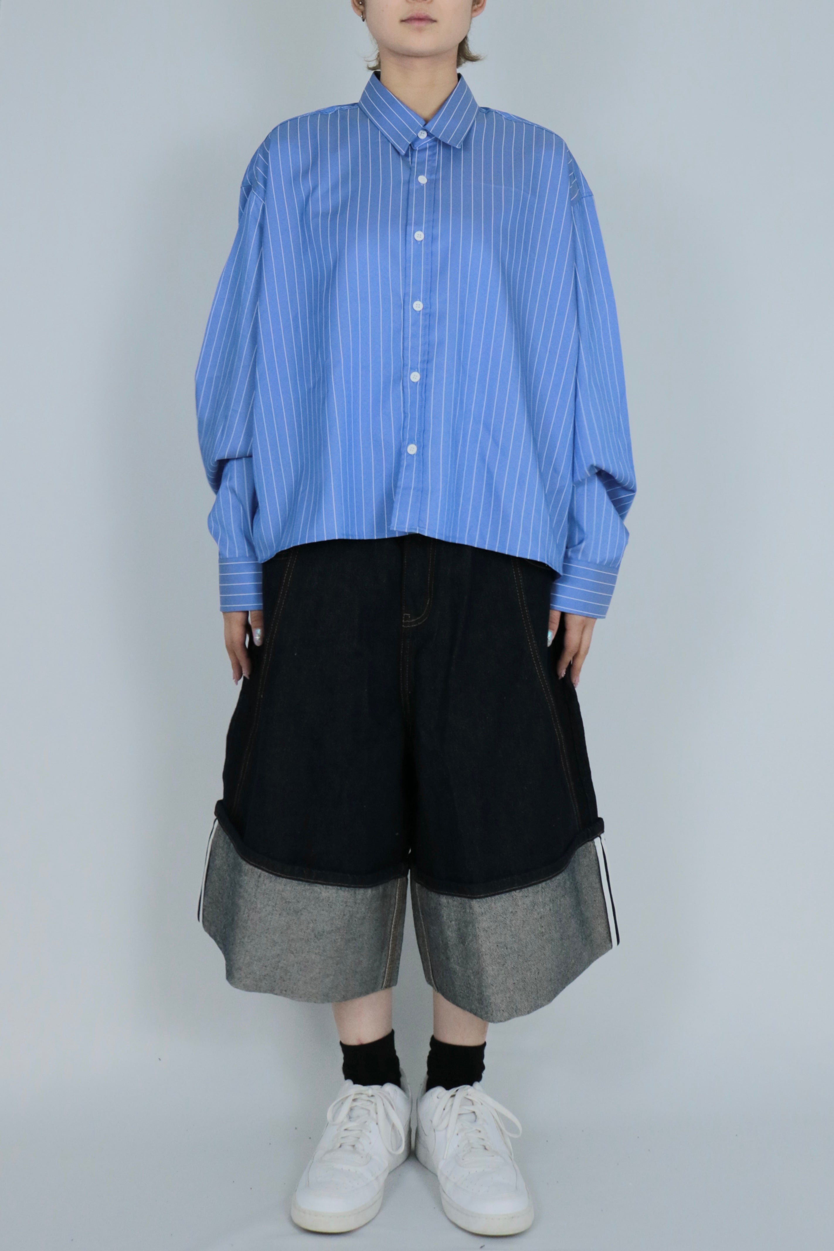 Roll up denim half pants