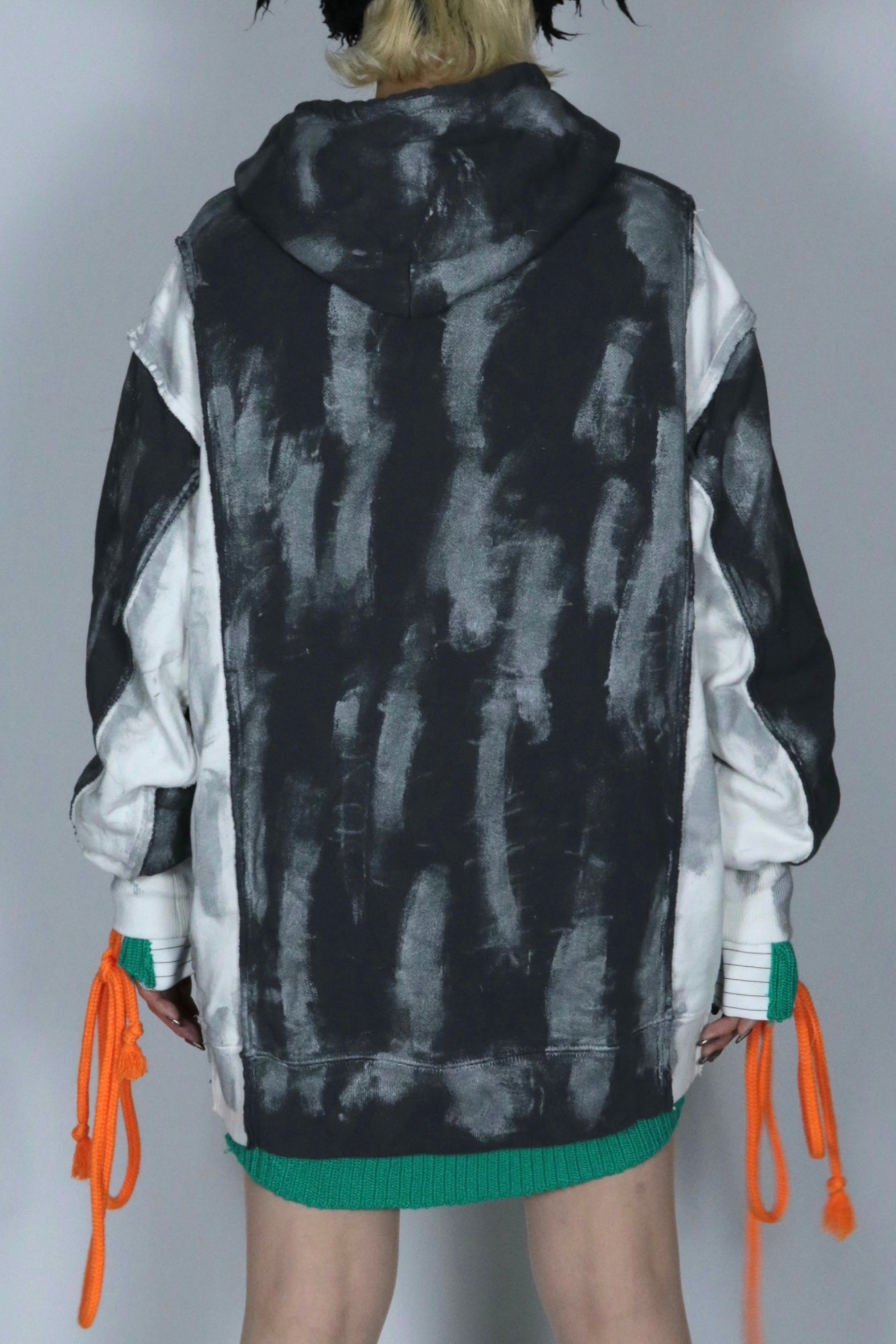 bi-color paint hoodie