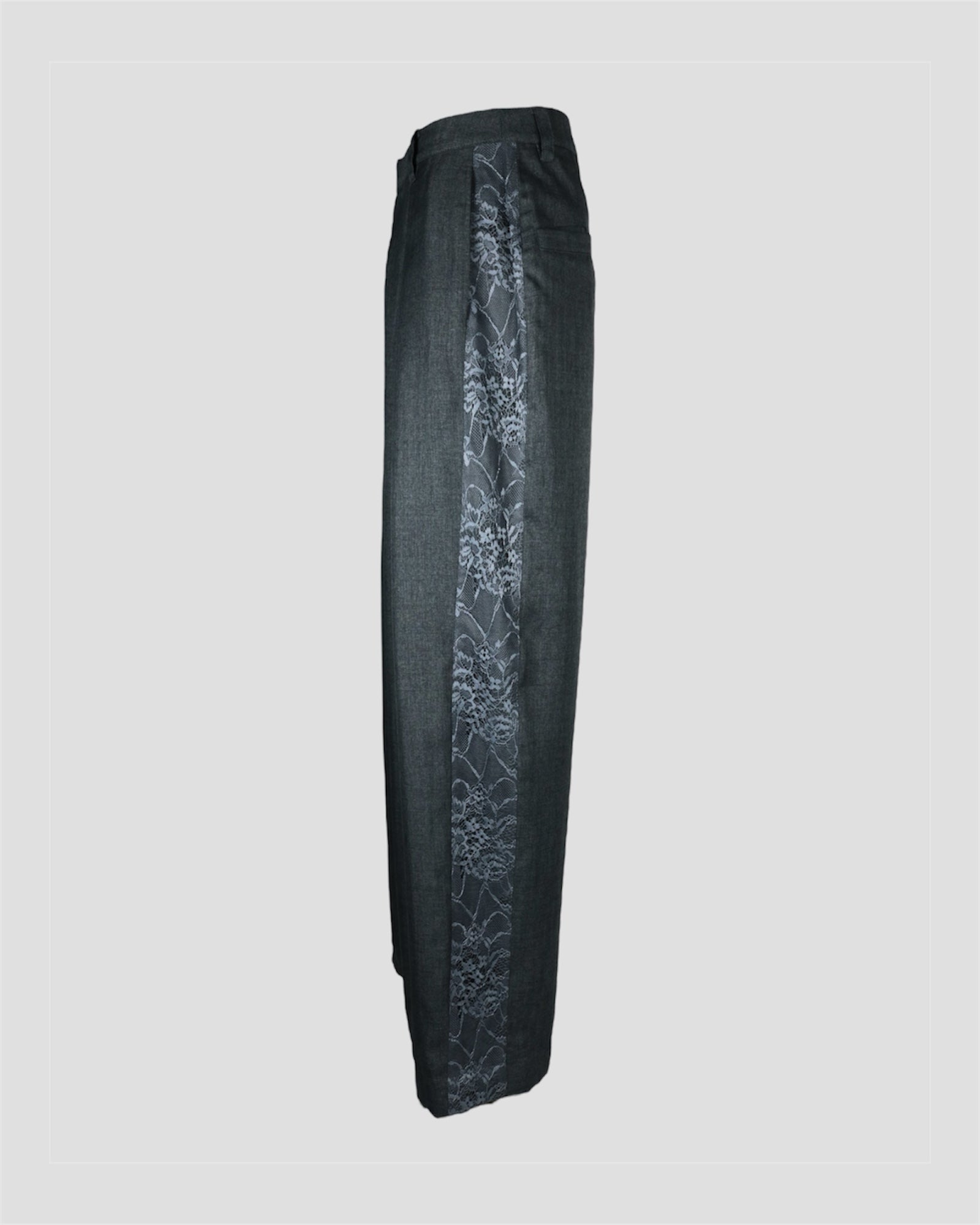 Line lace box tuck slacks(Charcoal)