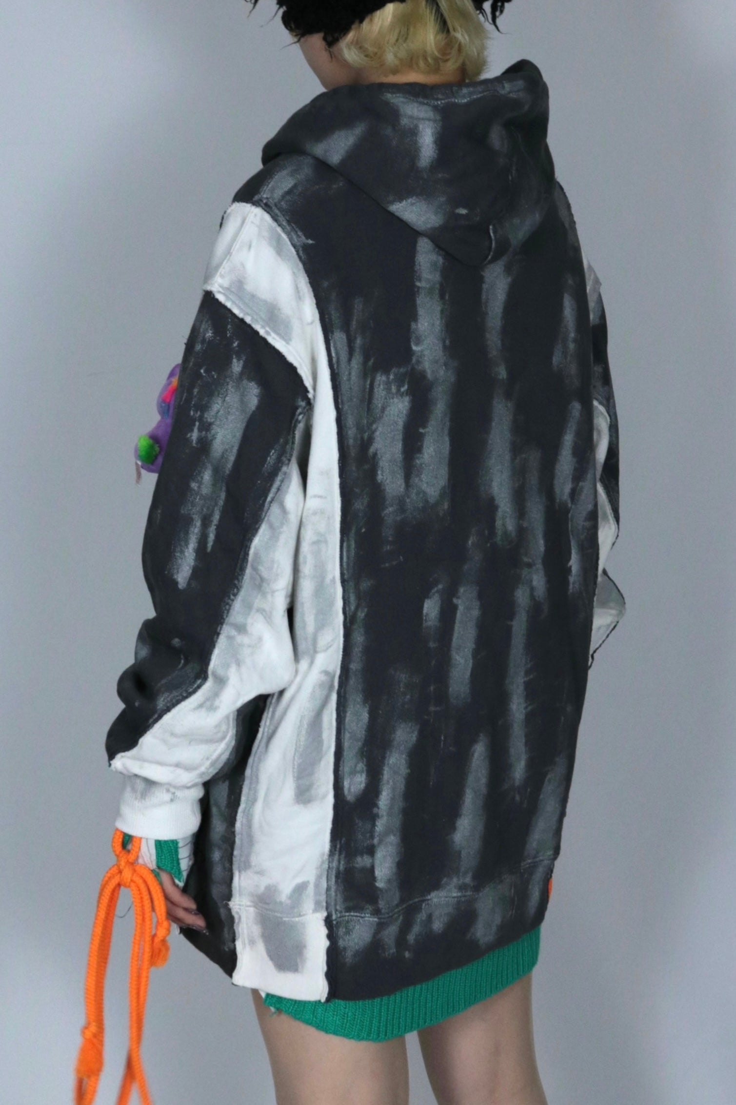 bi-color paint hoodie