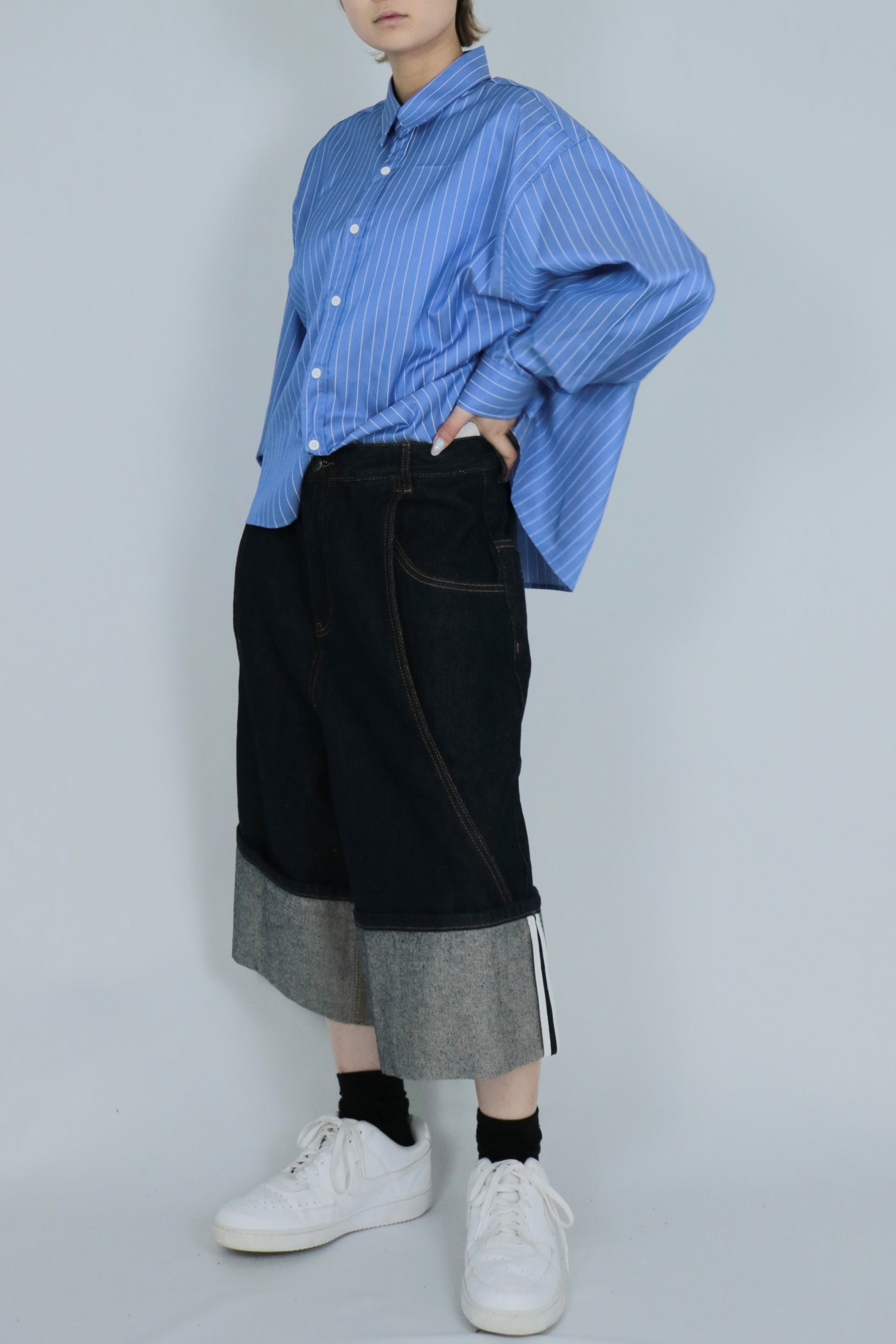 Roll up denim half pants