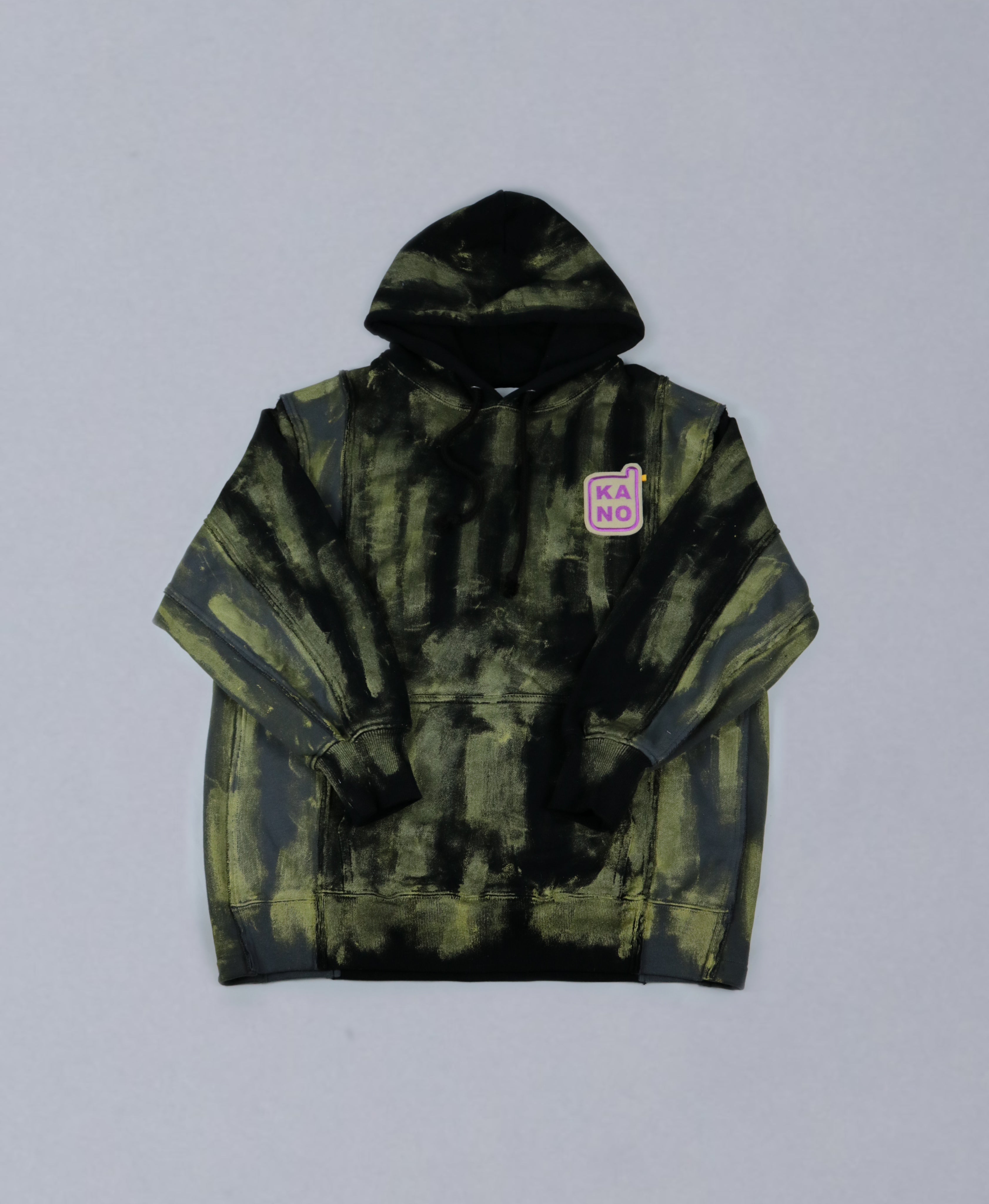 bi-color paint hoodie