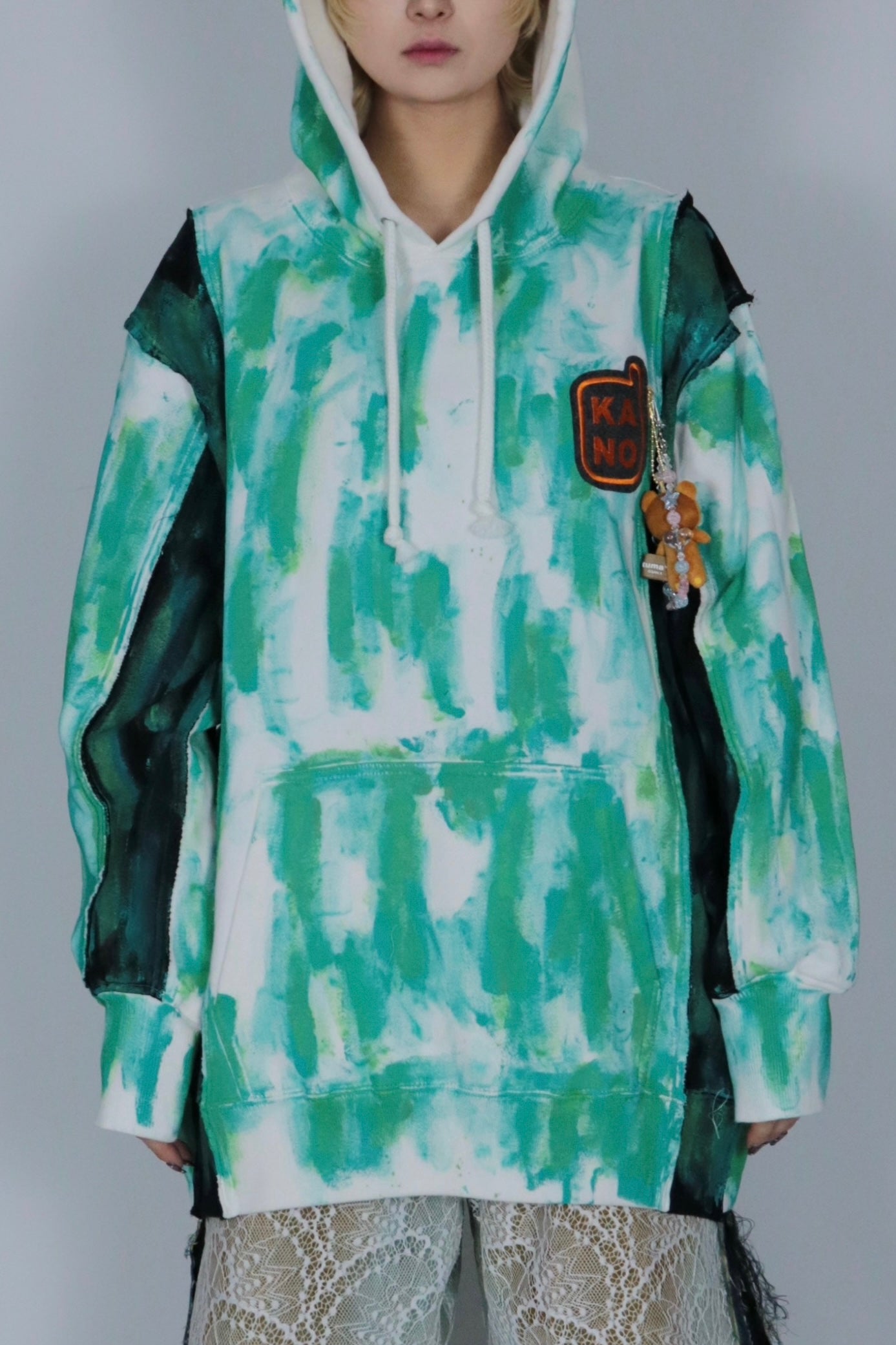 bi-color paint hoodie