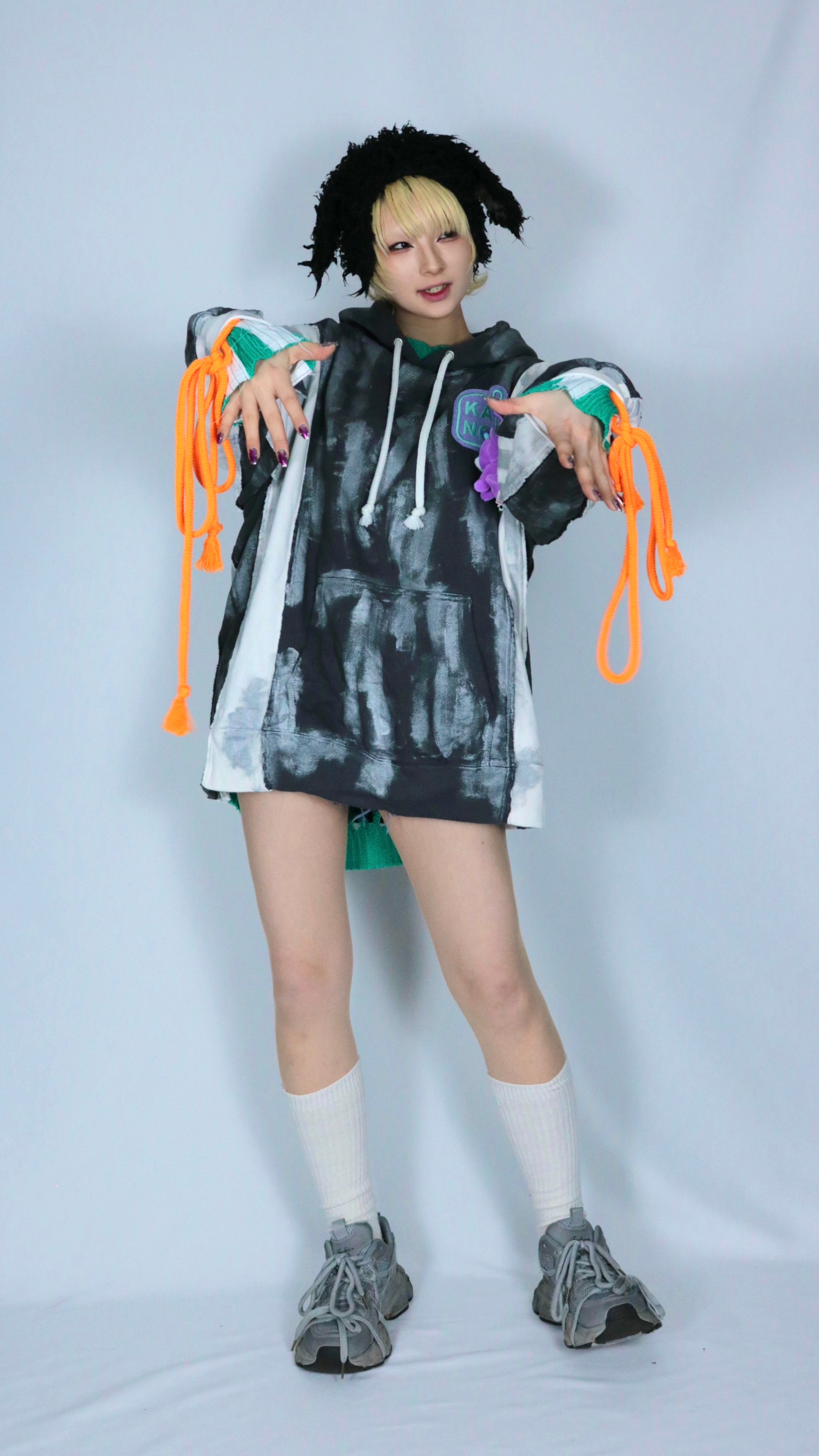 bi-color paint hoodie