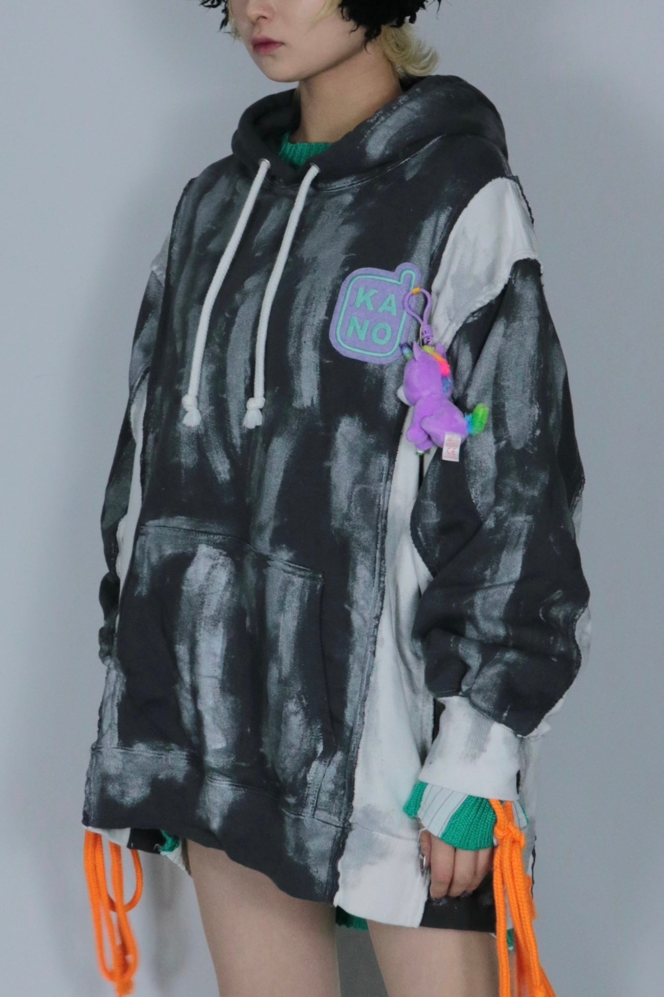 bi-color paint hoodie