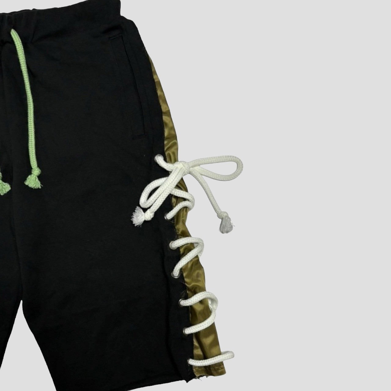 lace up sweat half pants