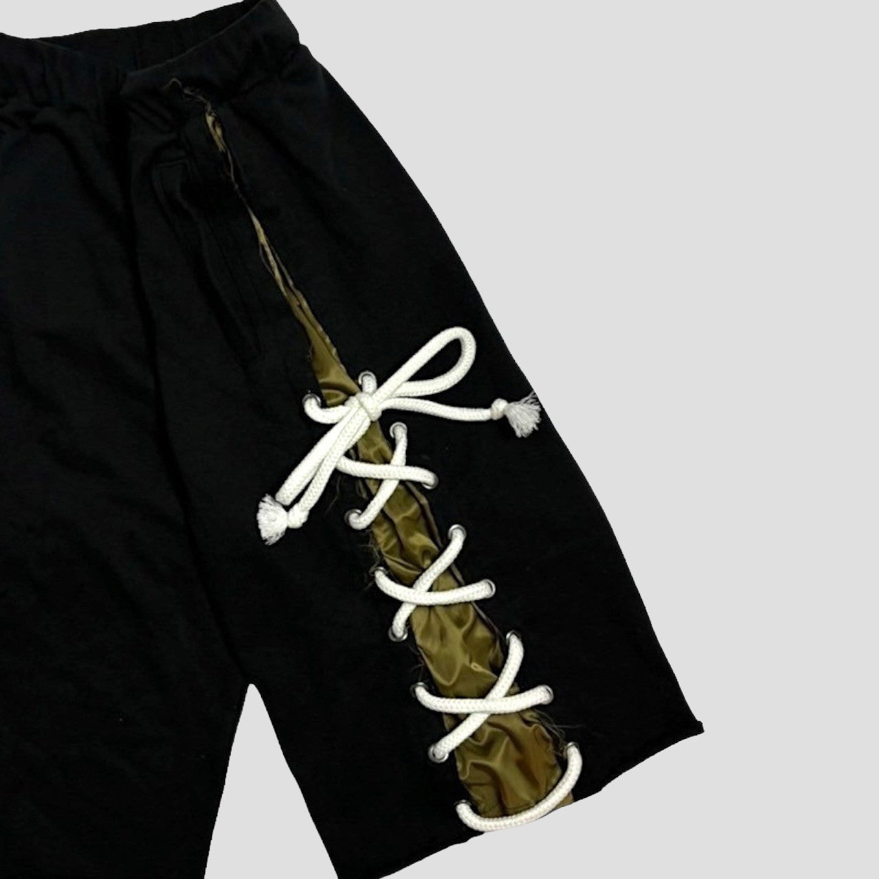 lace up sweat half pants