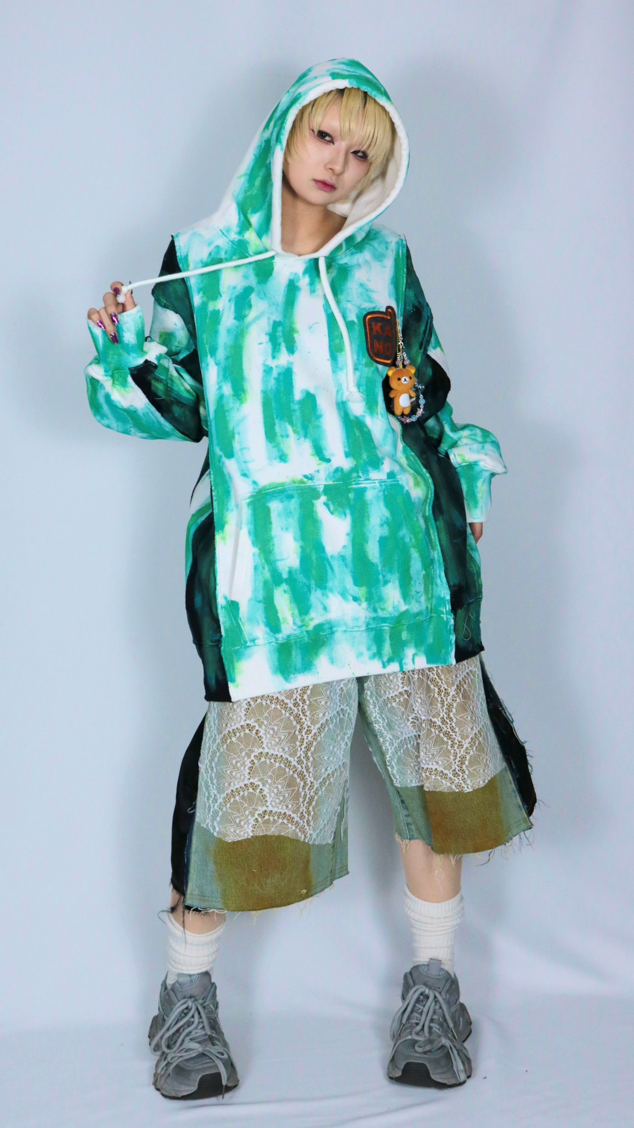 bi-color paint hoodie