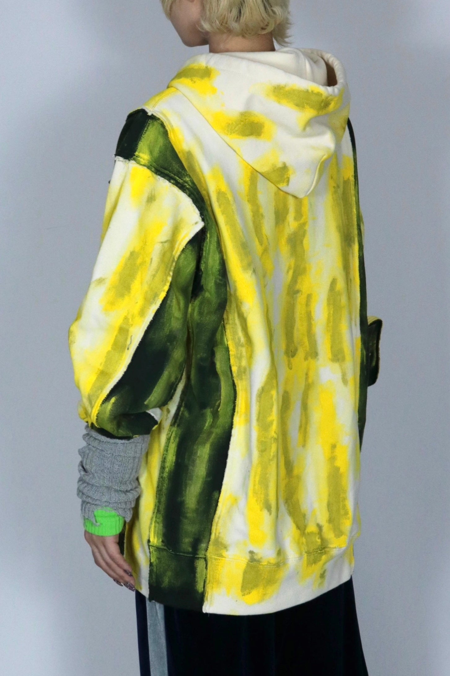 bi-color paint hoodie