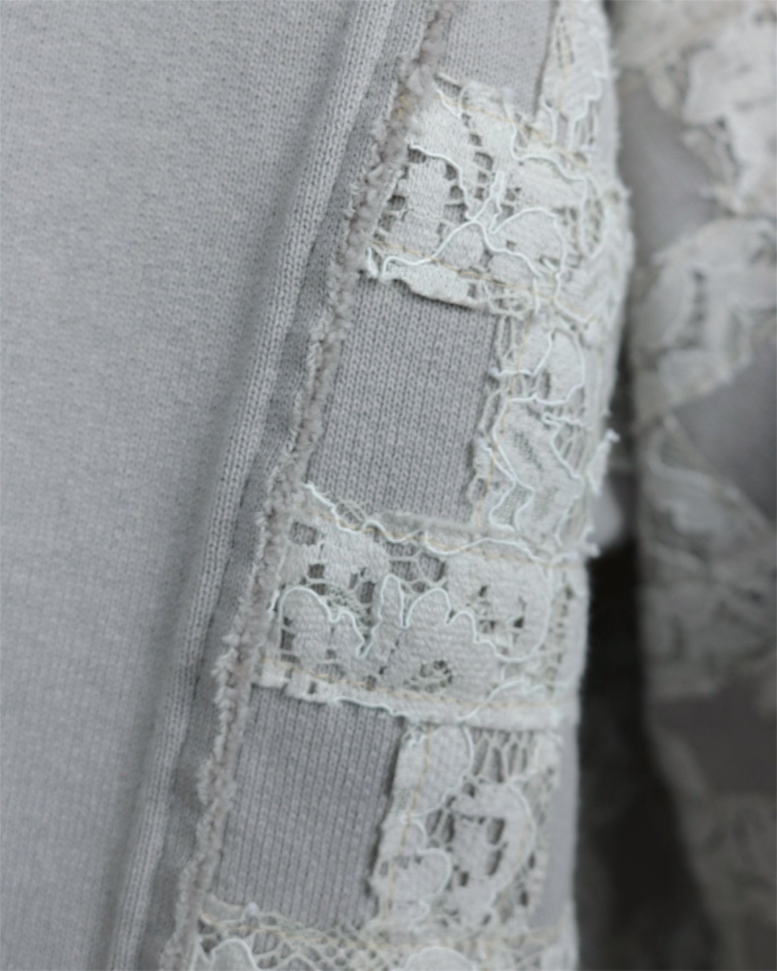 Check lace heavy weight pullover(Glay beige)