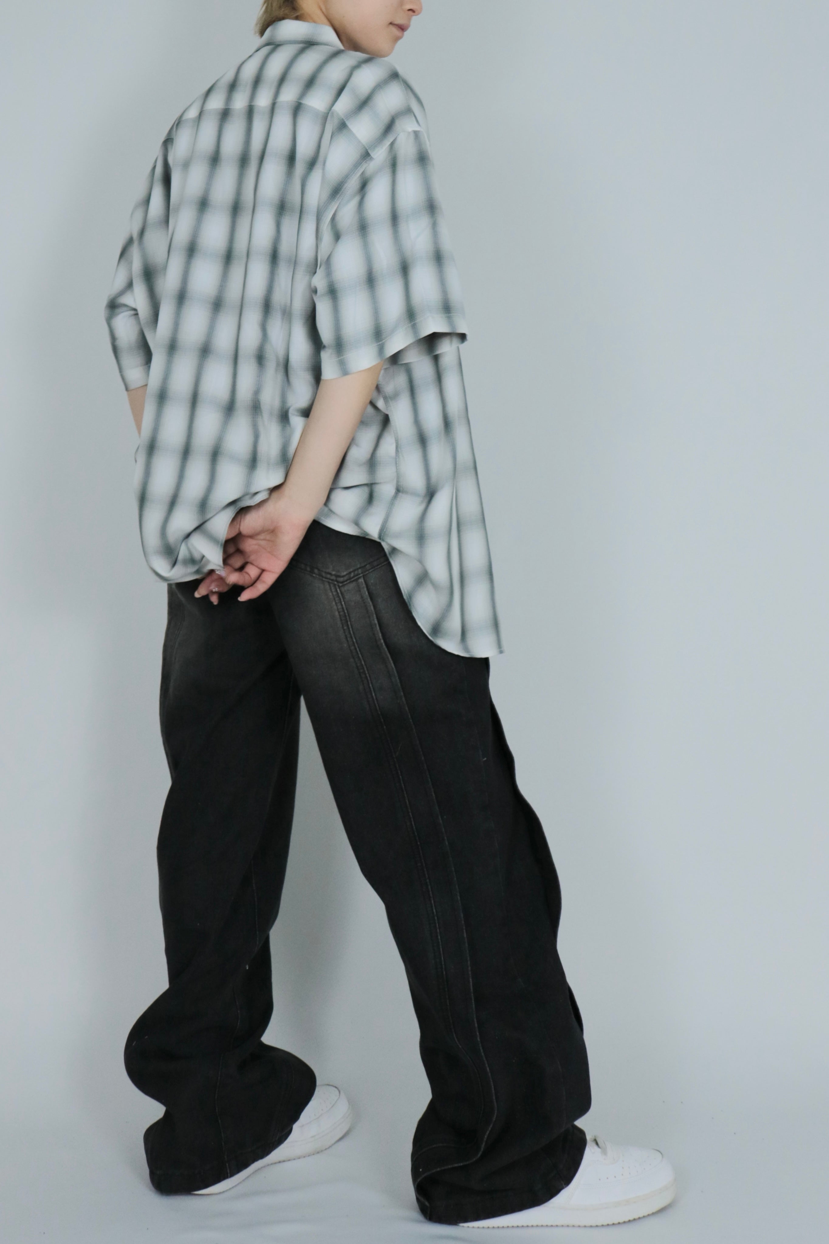 Shadow check half sleeve shirt
