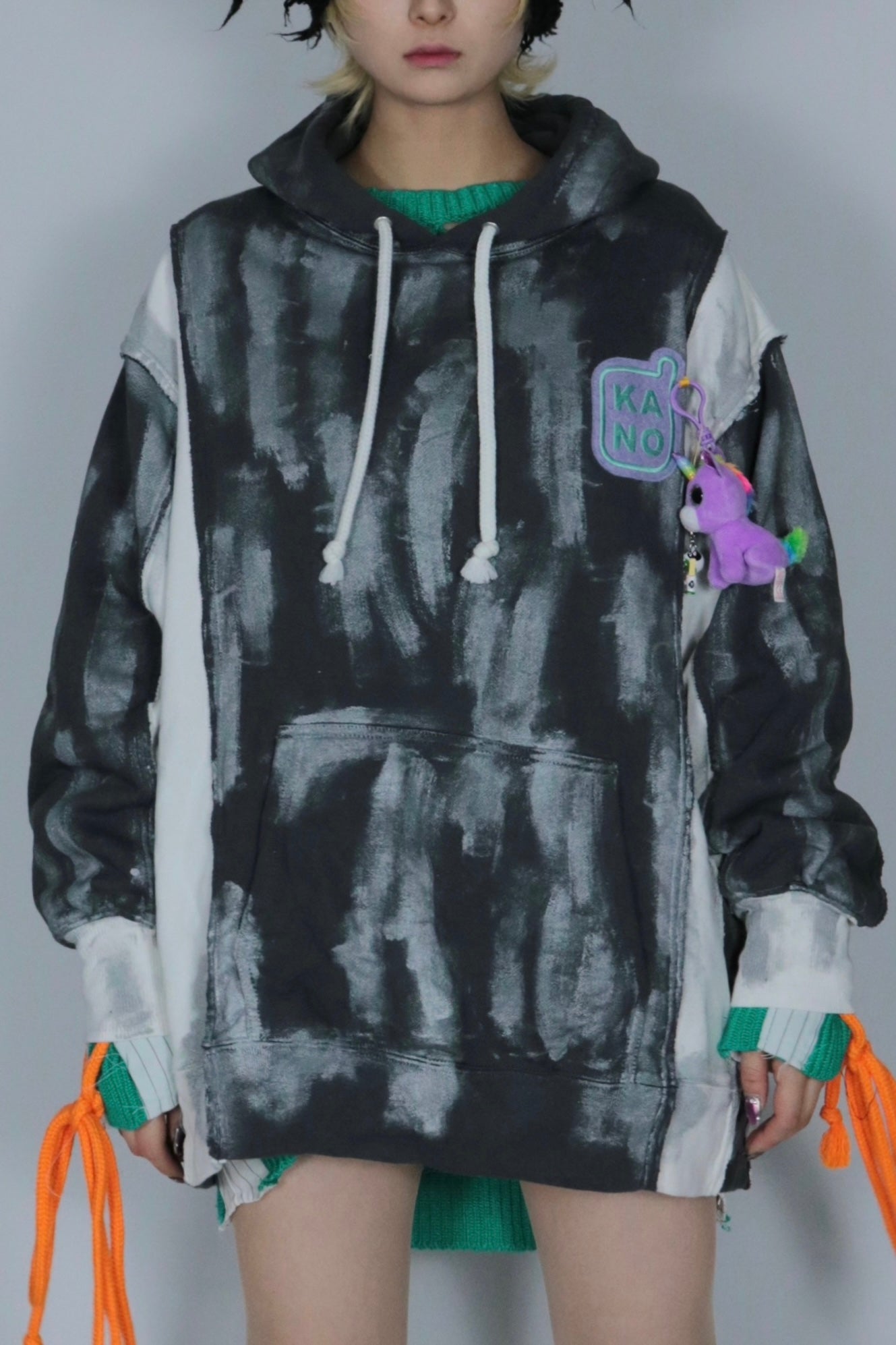 bi-color paint hoodie